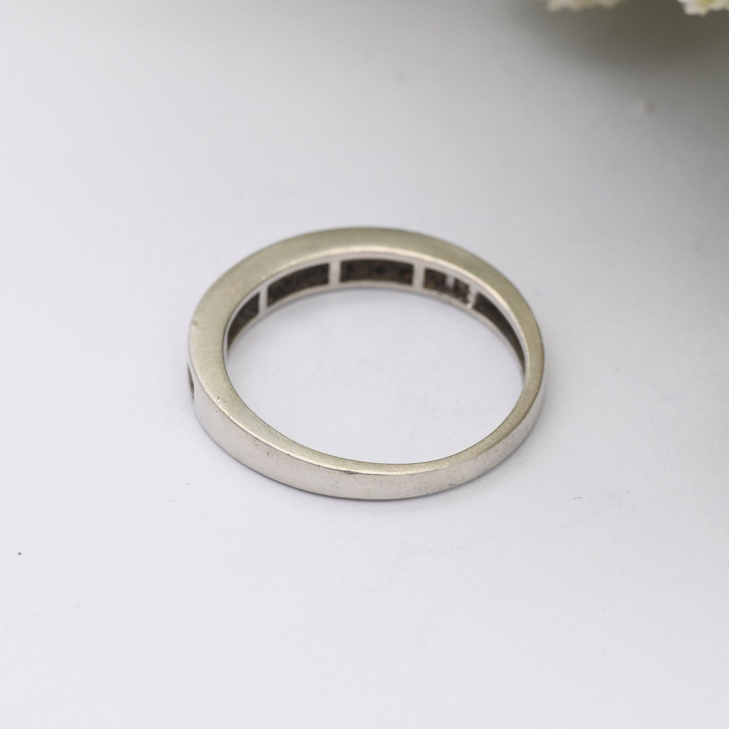 Vintage Sterling Silver CZ Half Eternity Ring with Square Stones