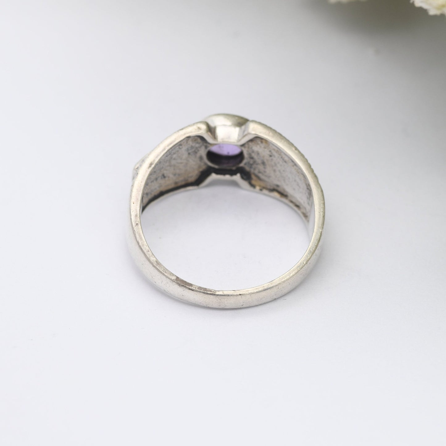 Sterling Silver Amethyst Marcasite Ring