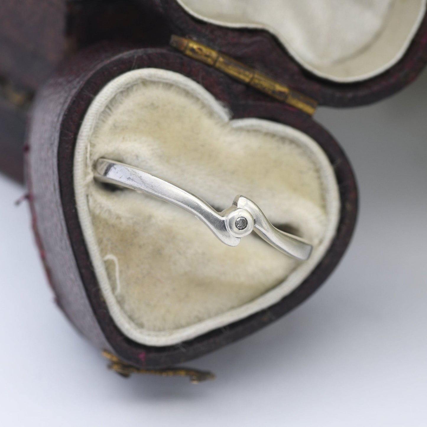 Vintage Sterling Silver Diamond Solitaire Ring