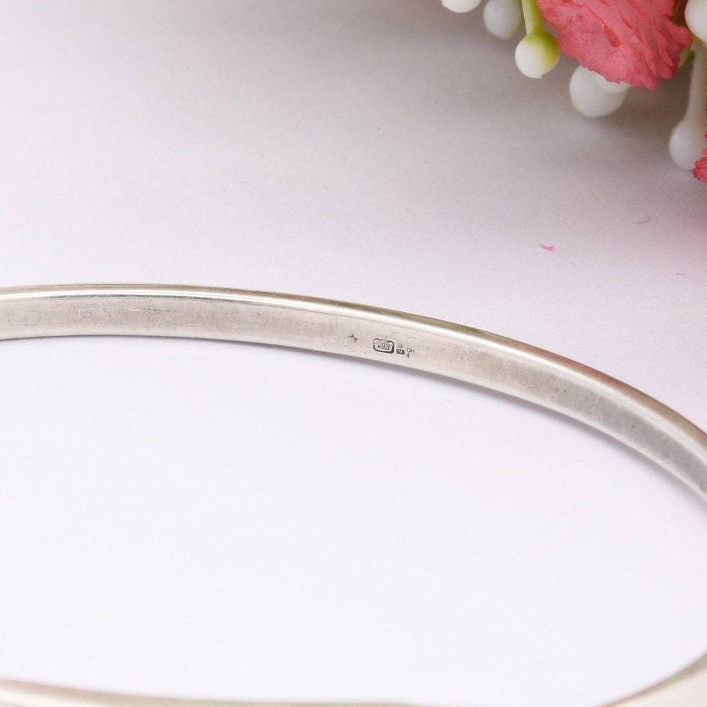 Sterling Silver Opening Bangle Bracelet - with Solitaire CZ