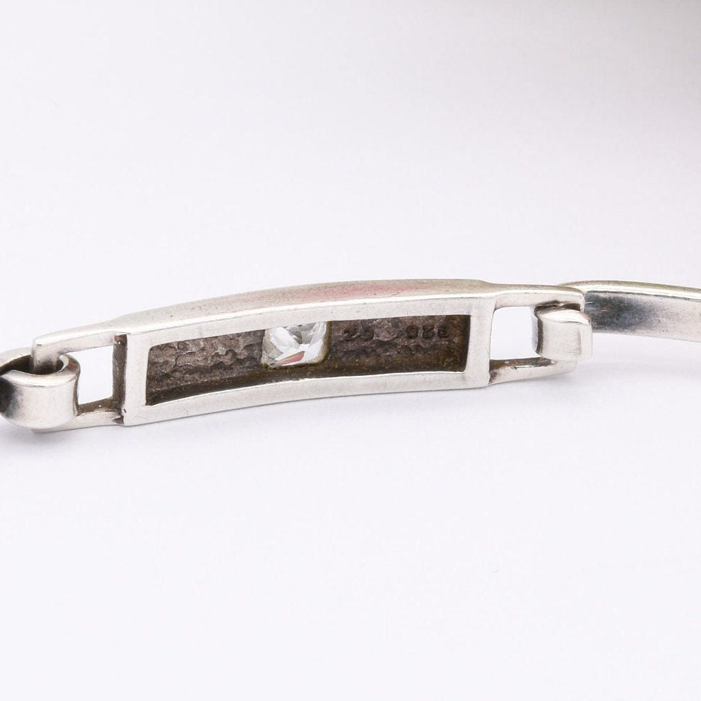 Sterling Silver Opening Bangle Bracelet - with Solitaire CZ