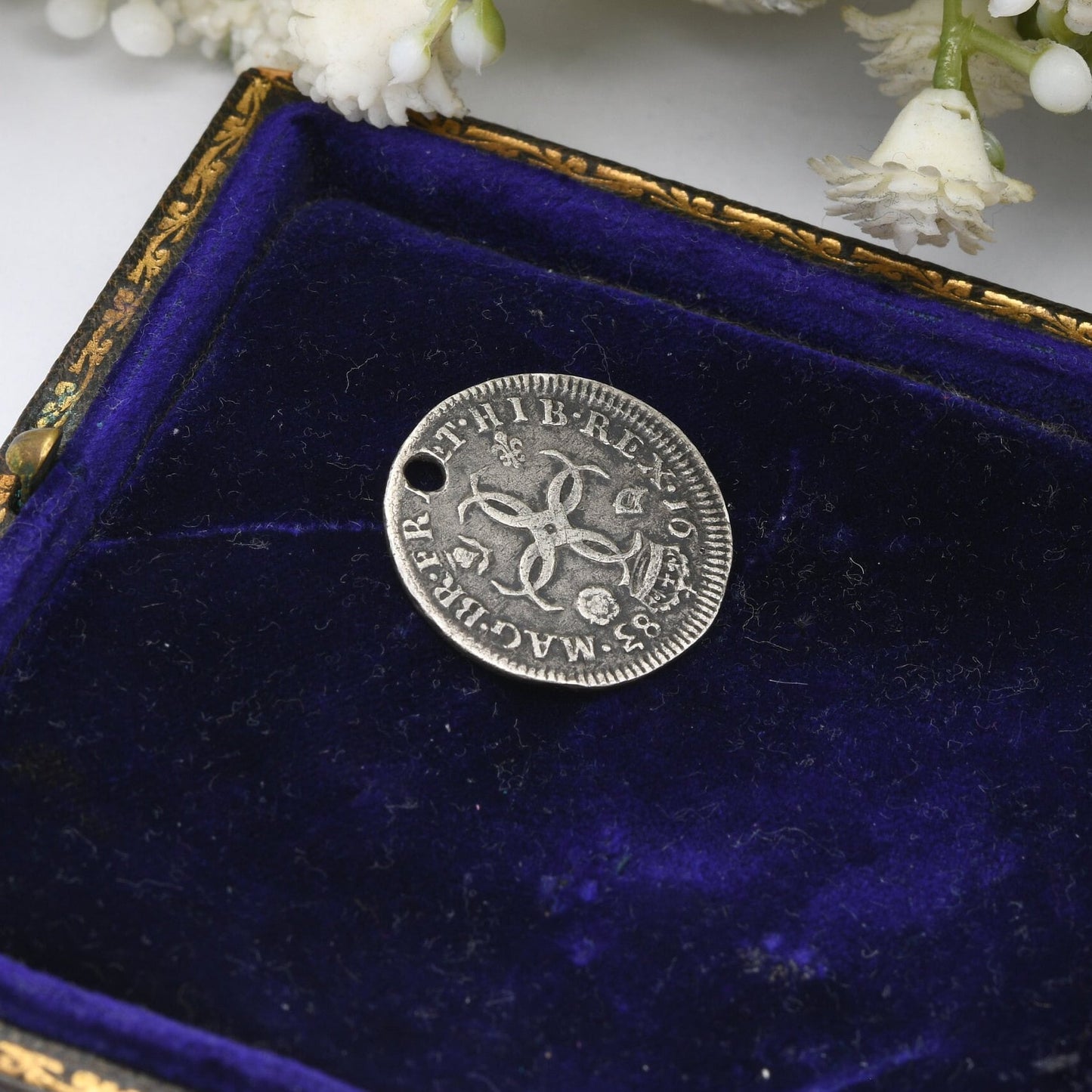 Antique 1683 Charles II 4 Pence Coin Charm Pendant