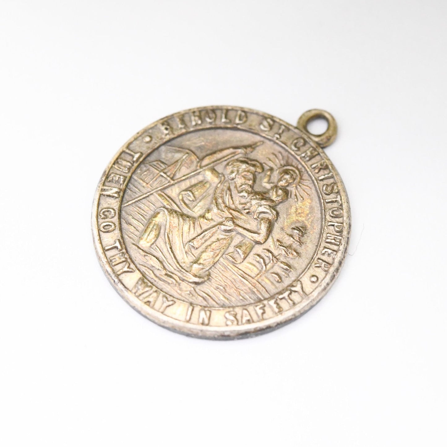 Vintage Sterling Silver St Christopher Charm Pendant - Saint of Travelling | Go Thy Way in Safety