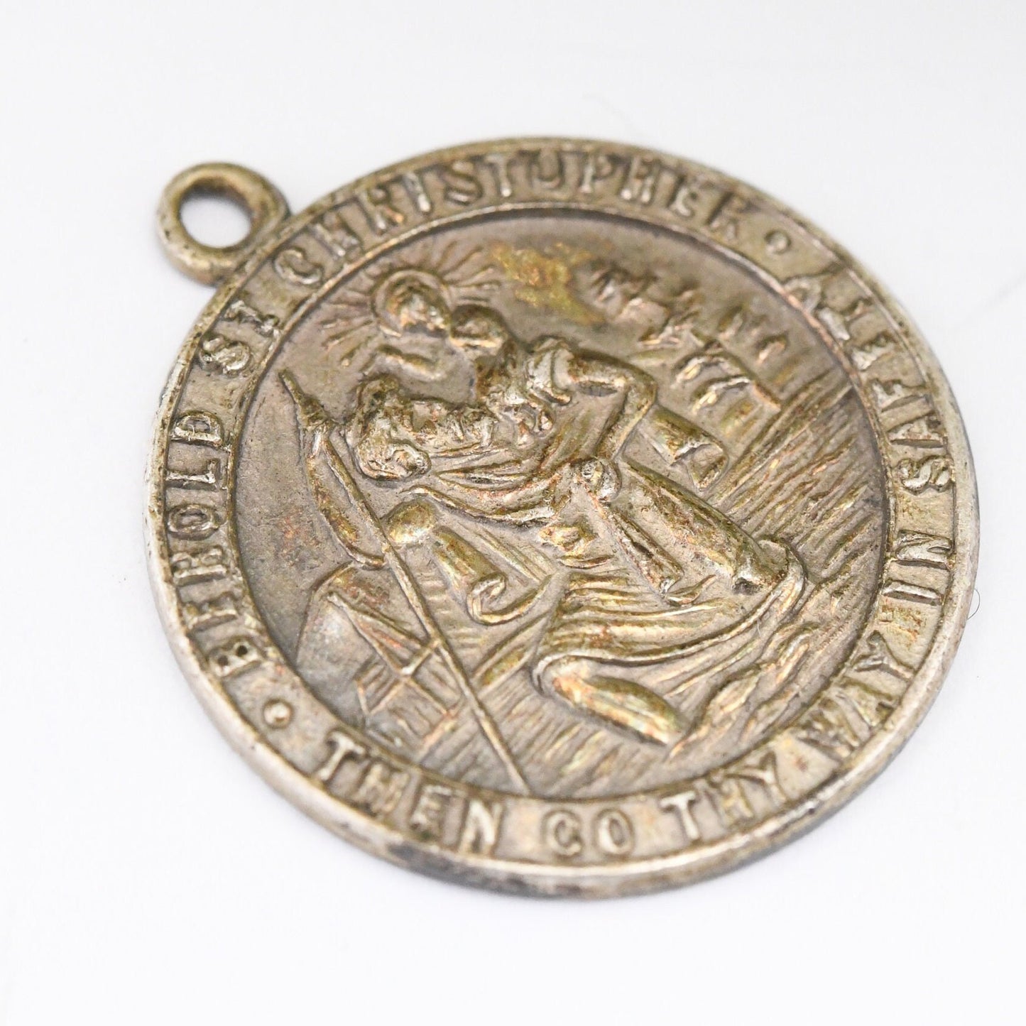 Vintage Sterling Silver St Christopher Charm Pendant - Saint of Travelling | Go Thy Way in Safety