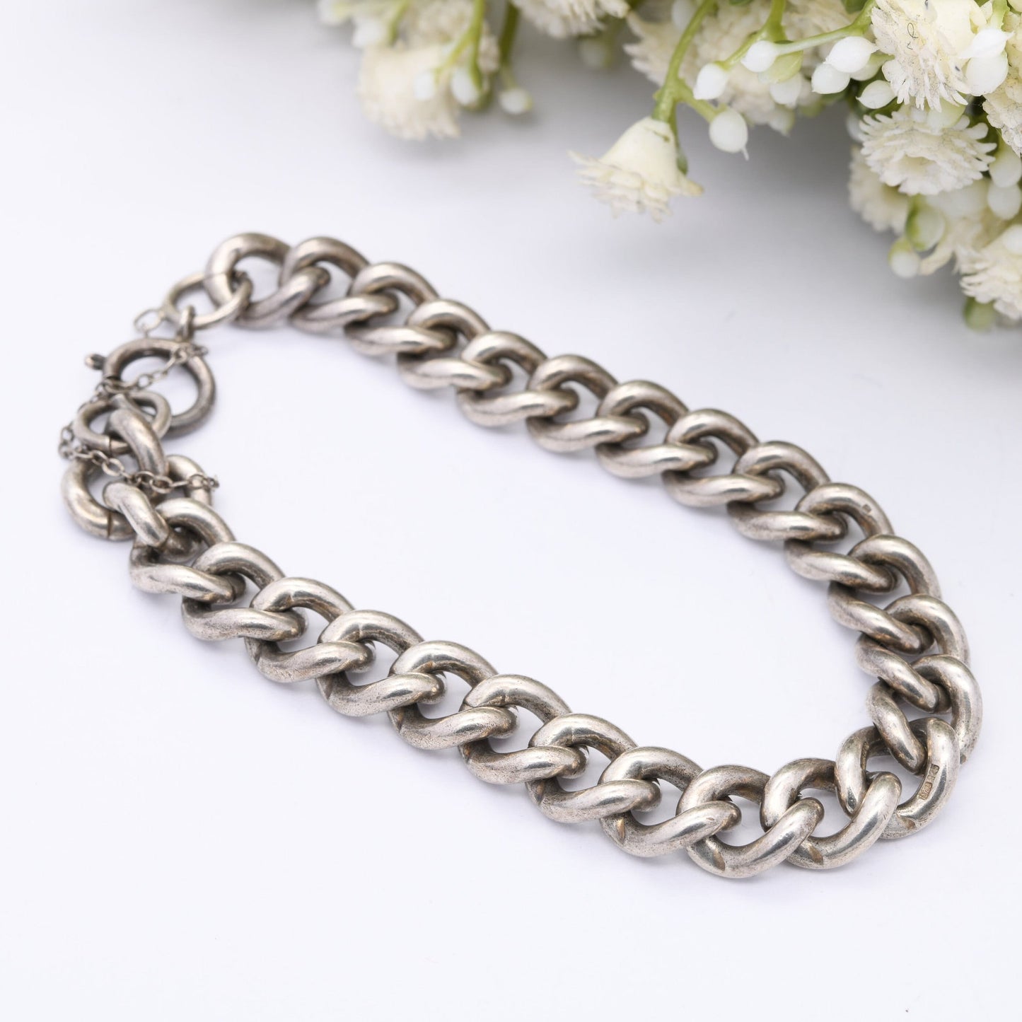 Vintage Chunky Sterling Silver Chain Bracelet 1978