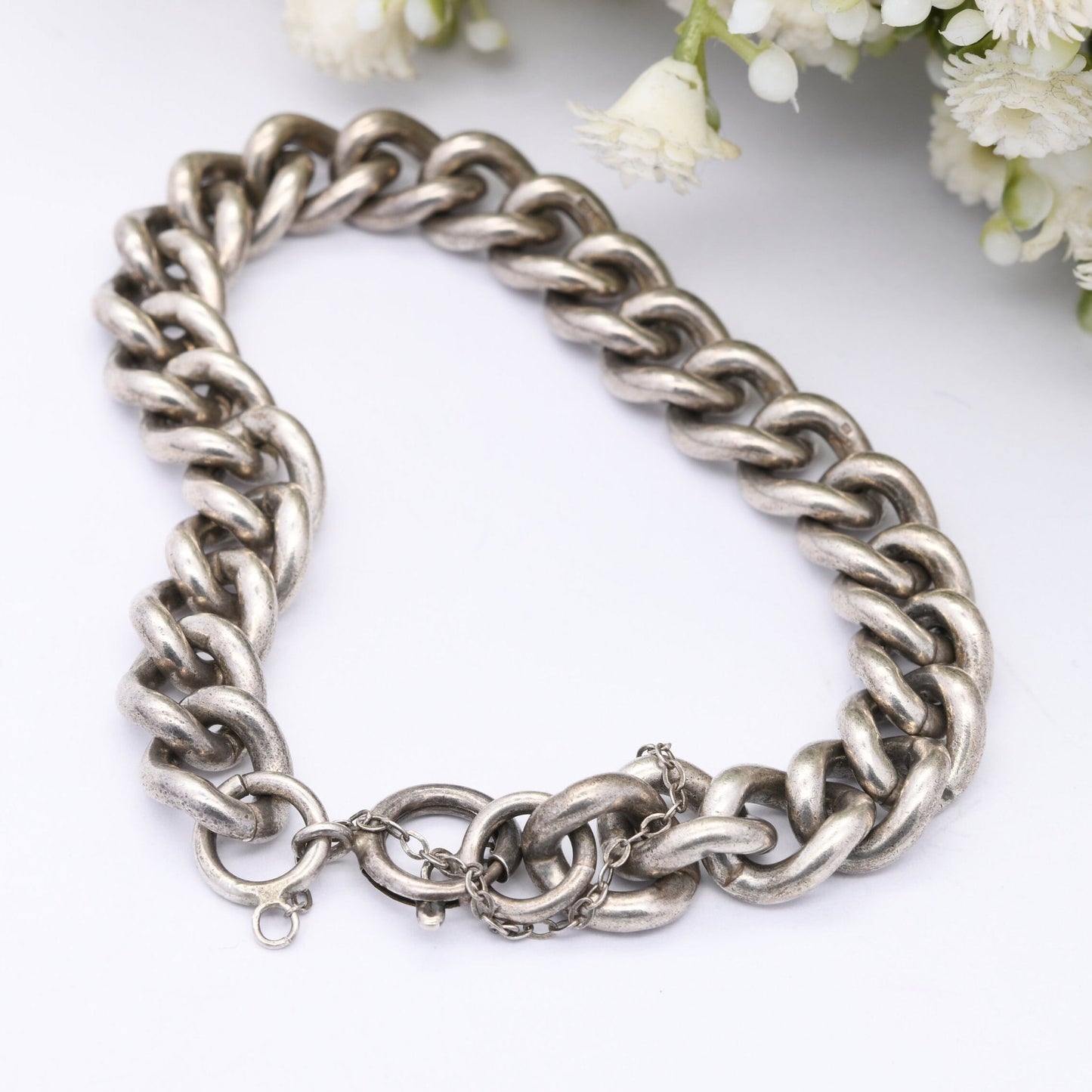Vintage Chunky Sterling Silver Chain Bracelet 1978