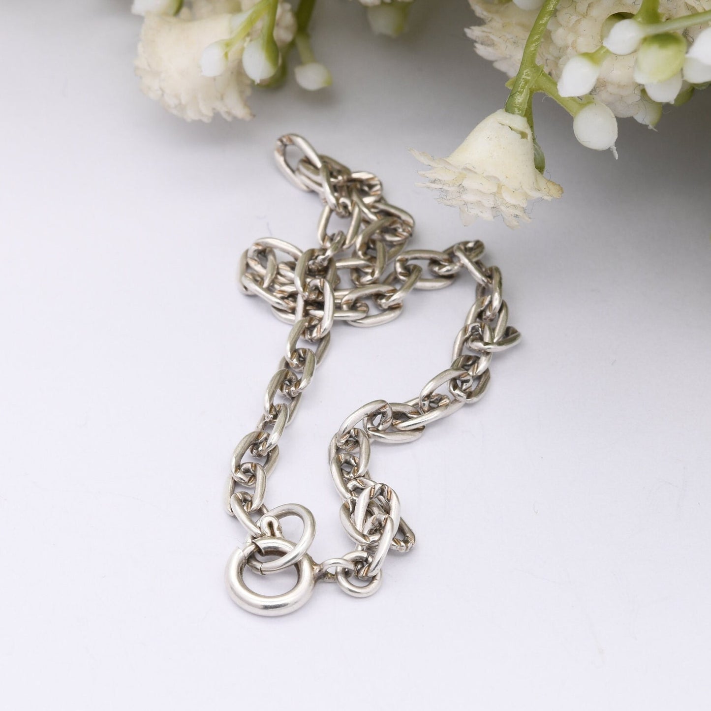 Vintage Silver Cable Link Chain Bracelet