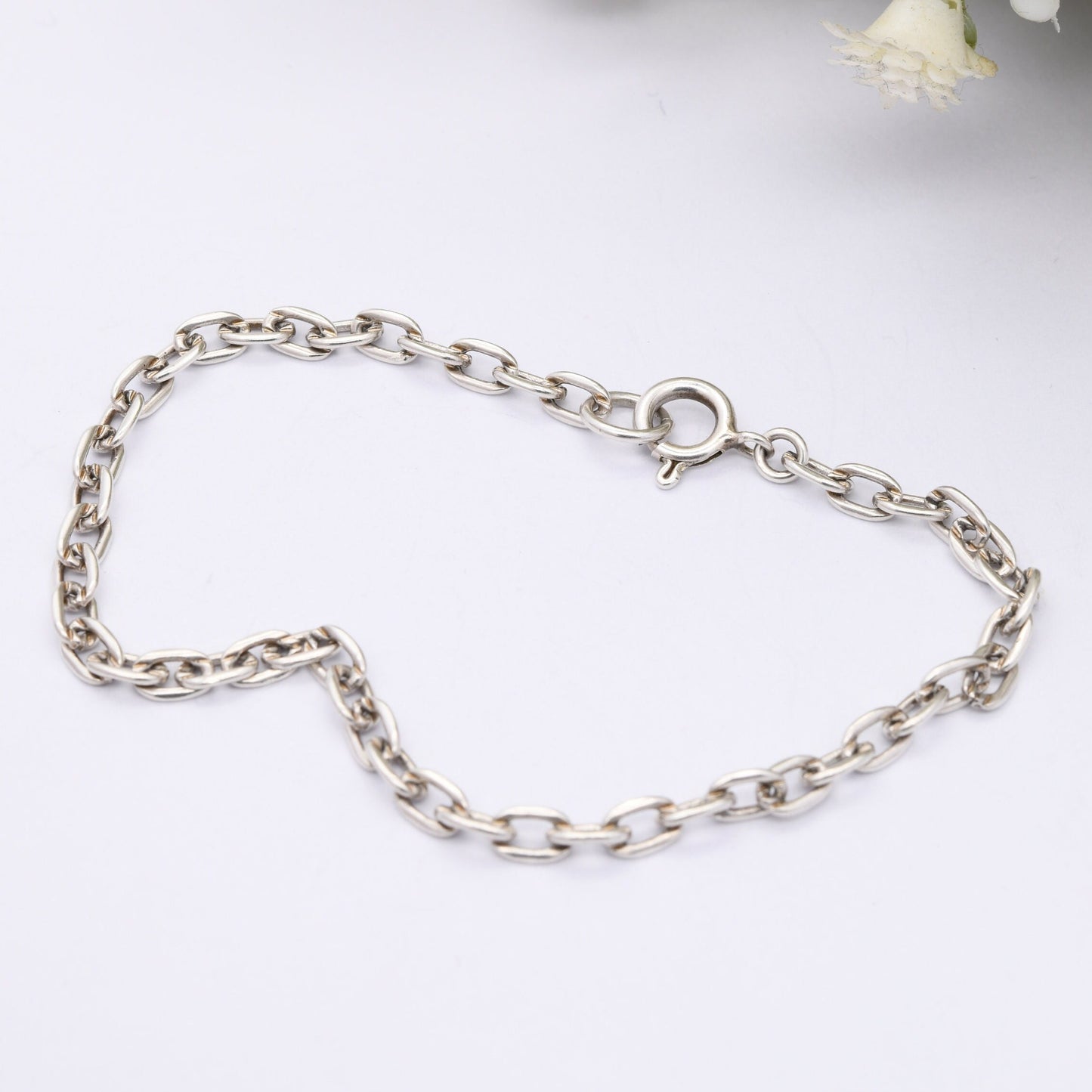 Vintage Silver Cable Link Chain Bracelet