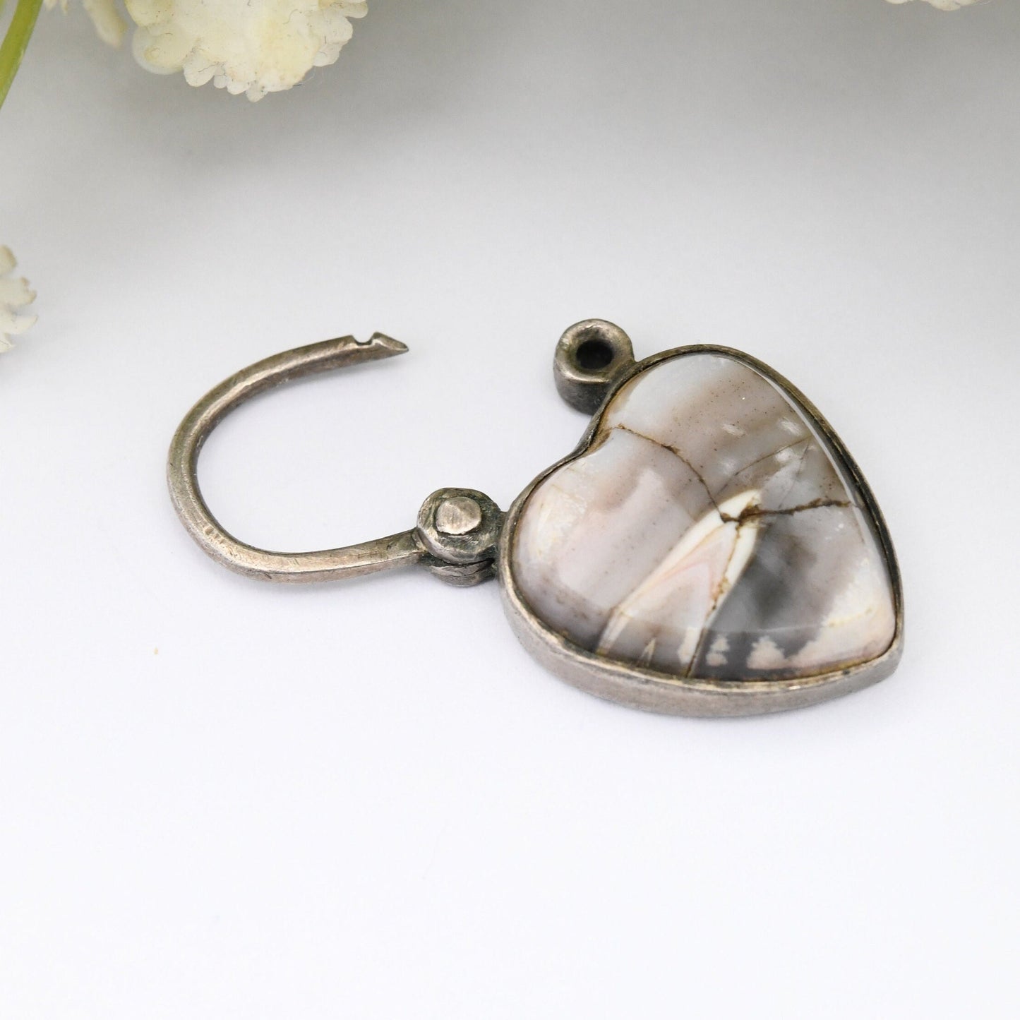 Antique Victorian Agate Heart Padlock Pendant