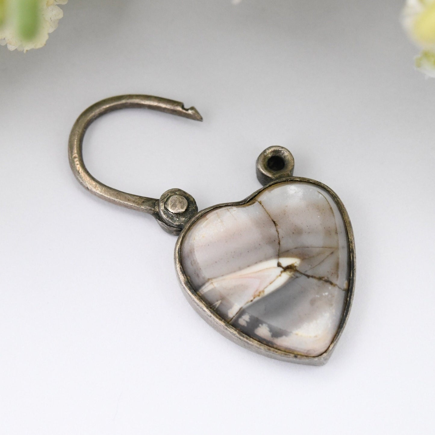 Antique Victorian Agate Heart Padlock Pendant