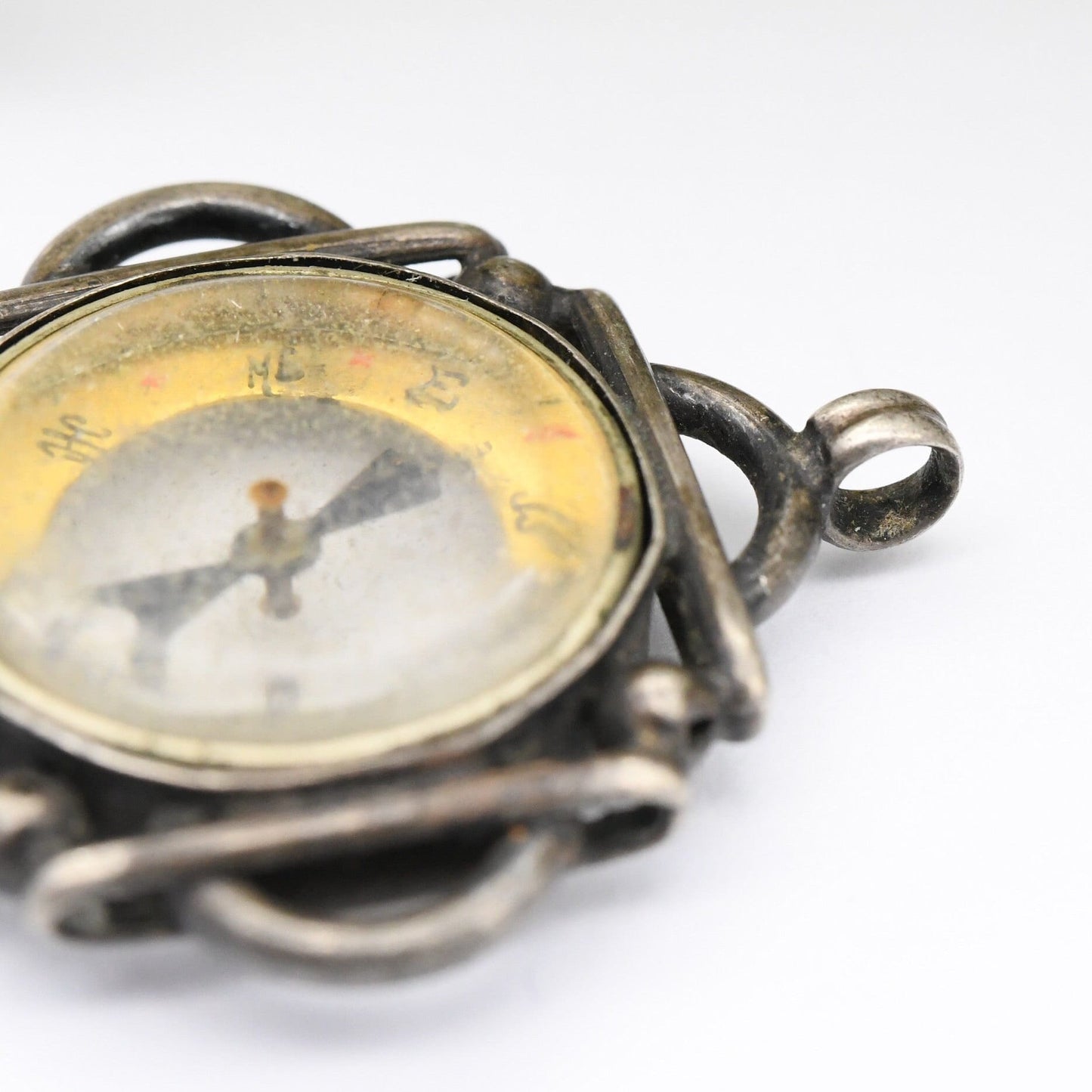 Antique Victorian Sterling Silver Compass Fob Pendant