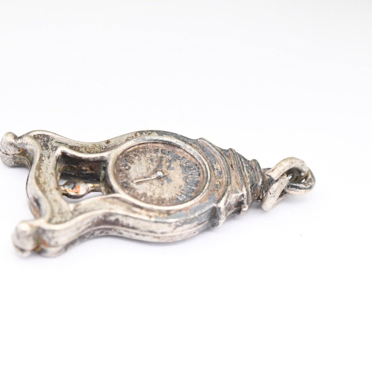 Vintage Sterling Silver Mantel Clock Charm Pendant
