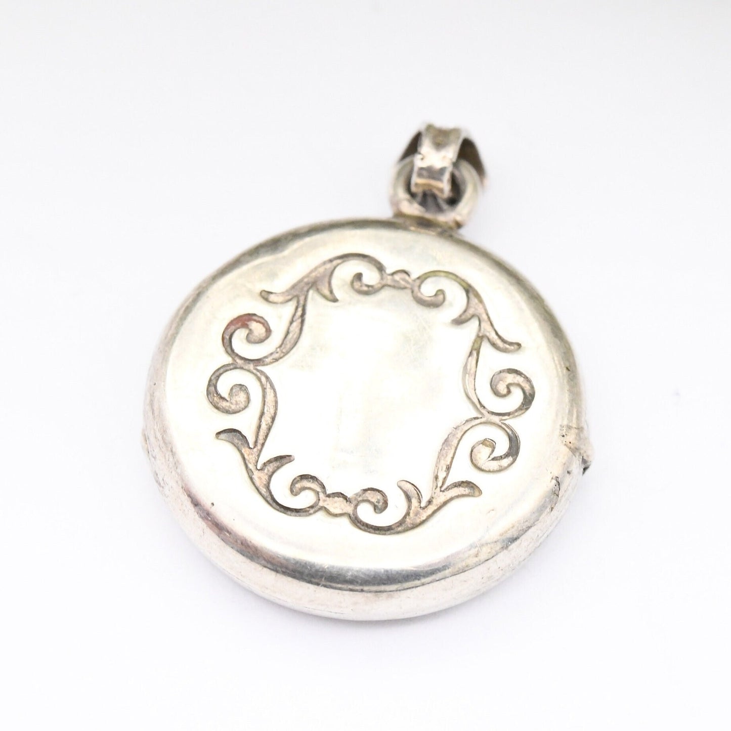 Vintage Sterling Silver Silhouette Locket Pendant with Woman Kneeling