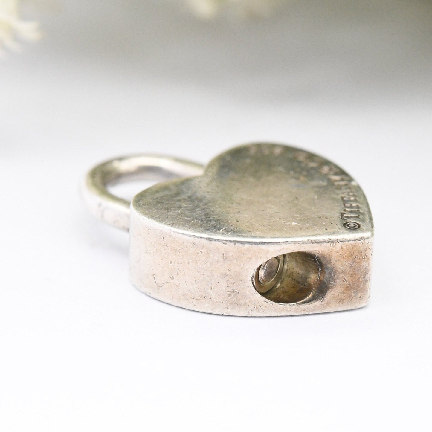 Please Return to Tiffany & Co Heart Padlock Opening Charm Pendant