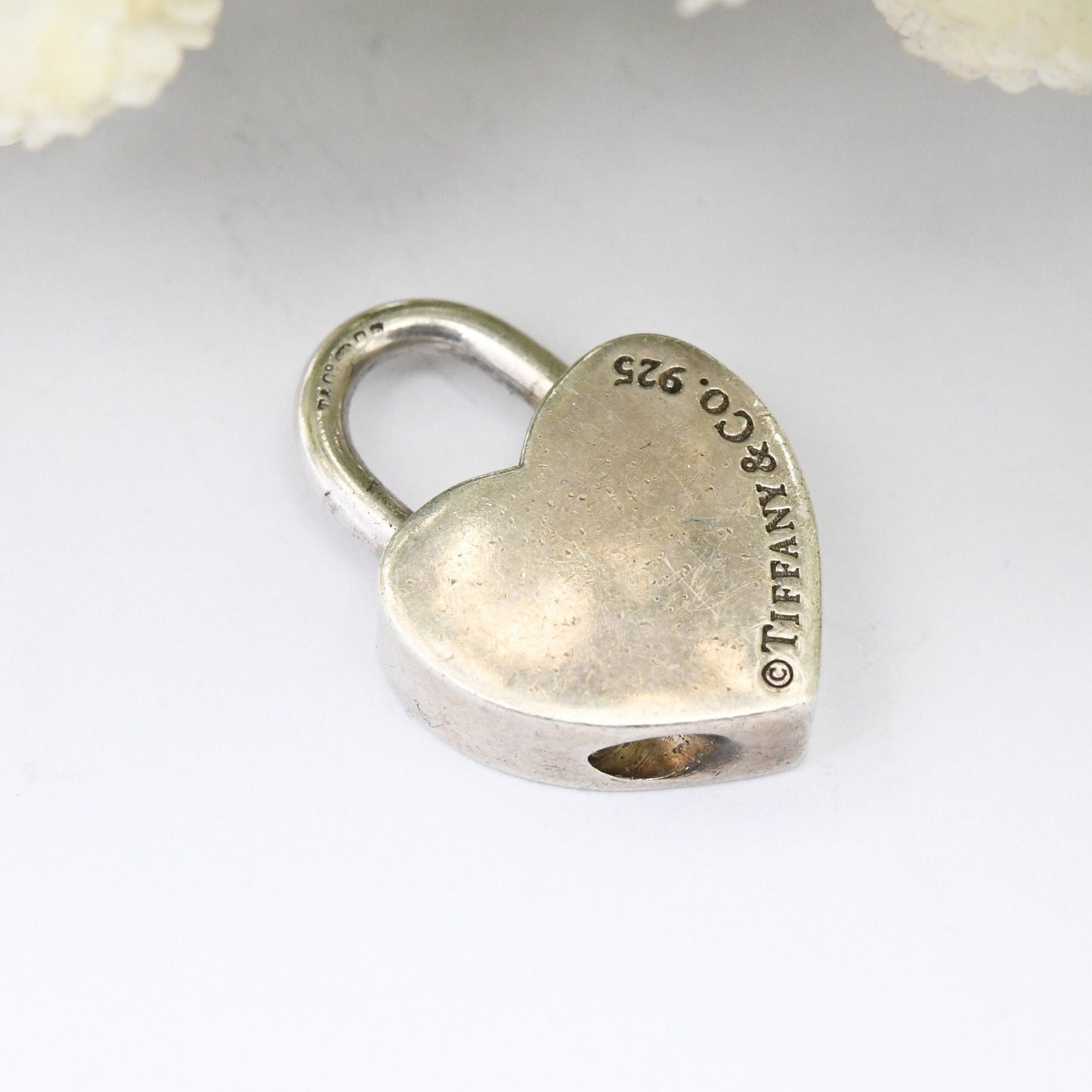 Please Return to Tiffany & Co Heart Padlock Opening Charm Pendant