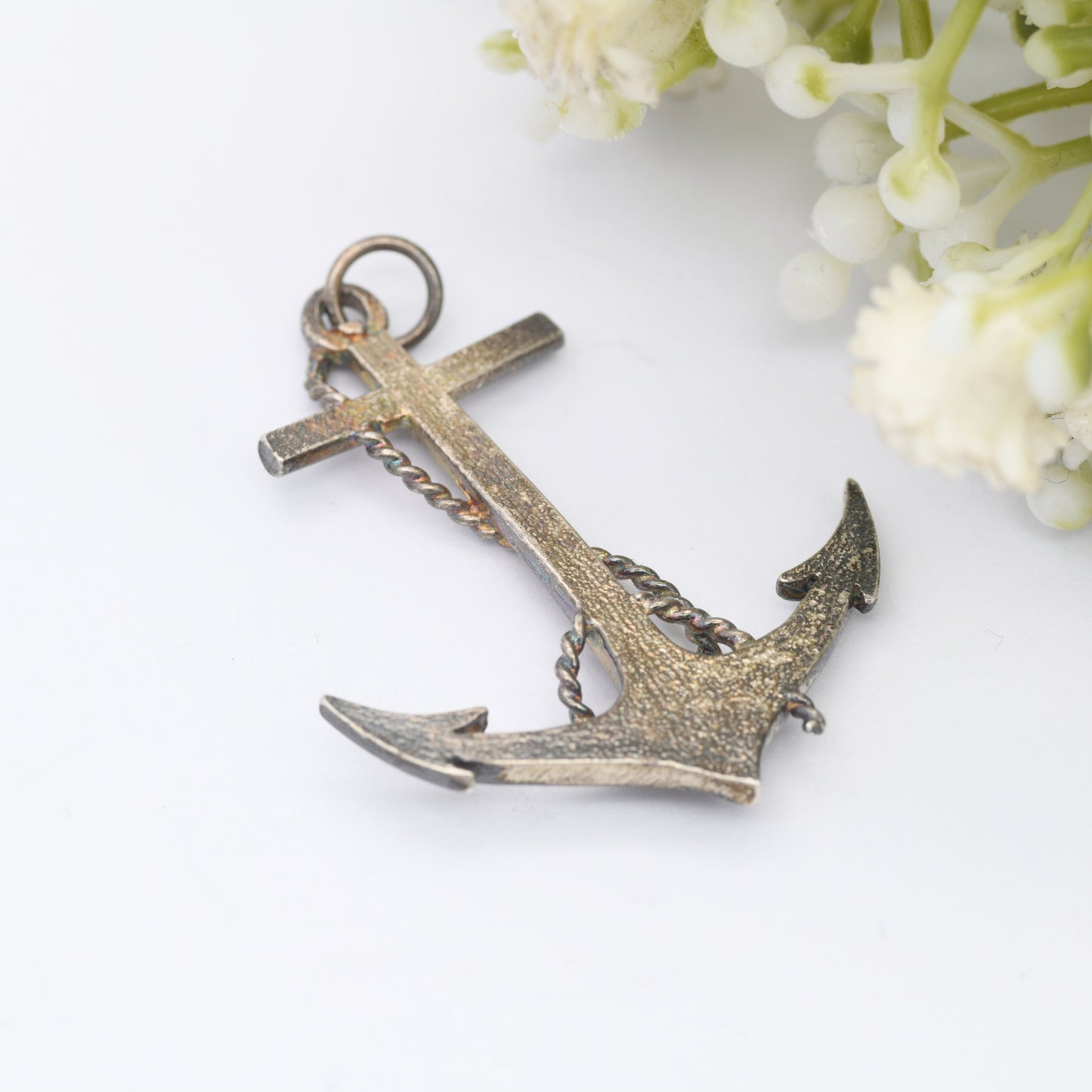 Vintage Anchor Pendant with Rope Twist - Nautical Sailor Themed Jewellery