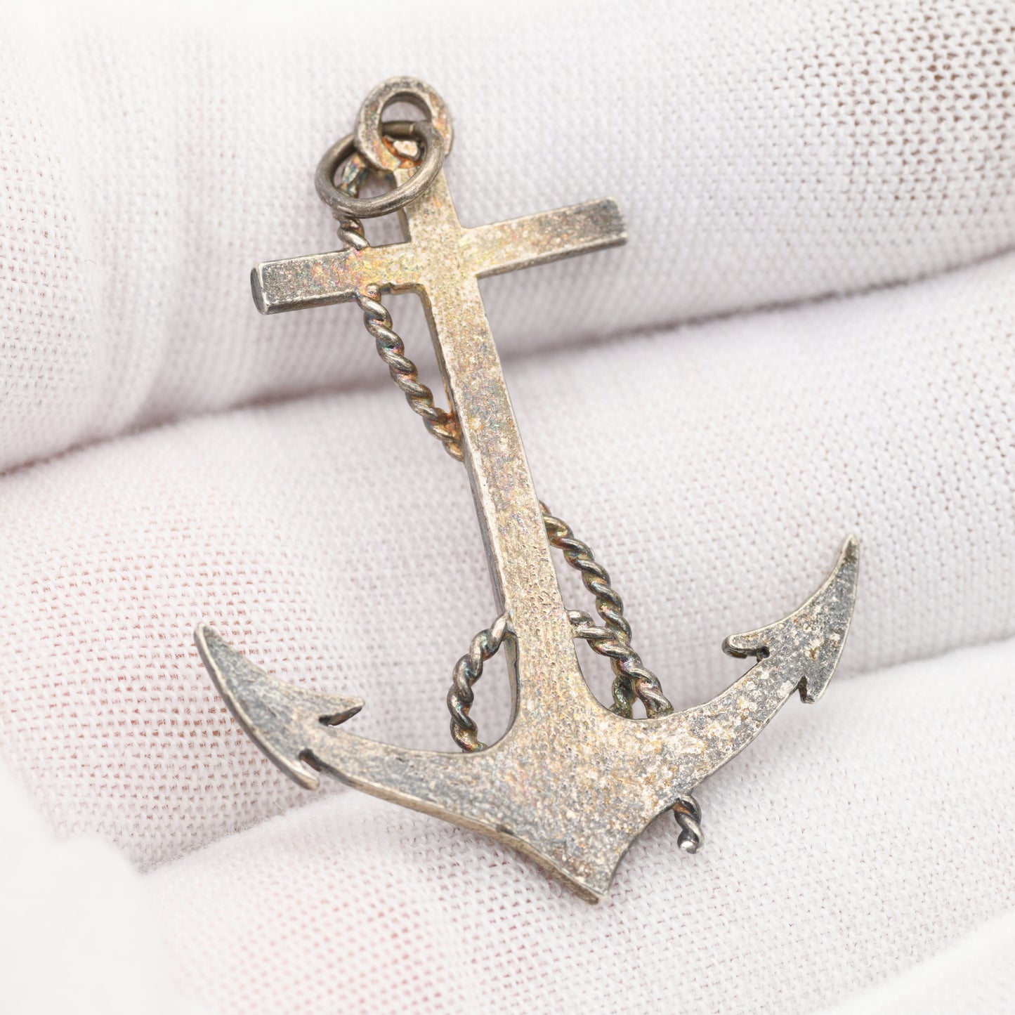 Vintage Anchor Pendant with Rope Twist - Nautical Sailor Themed Jewellery