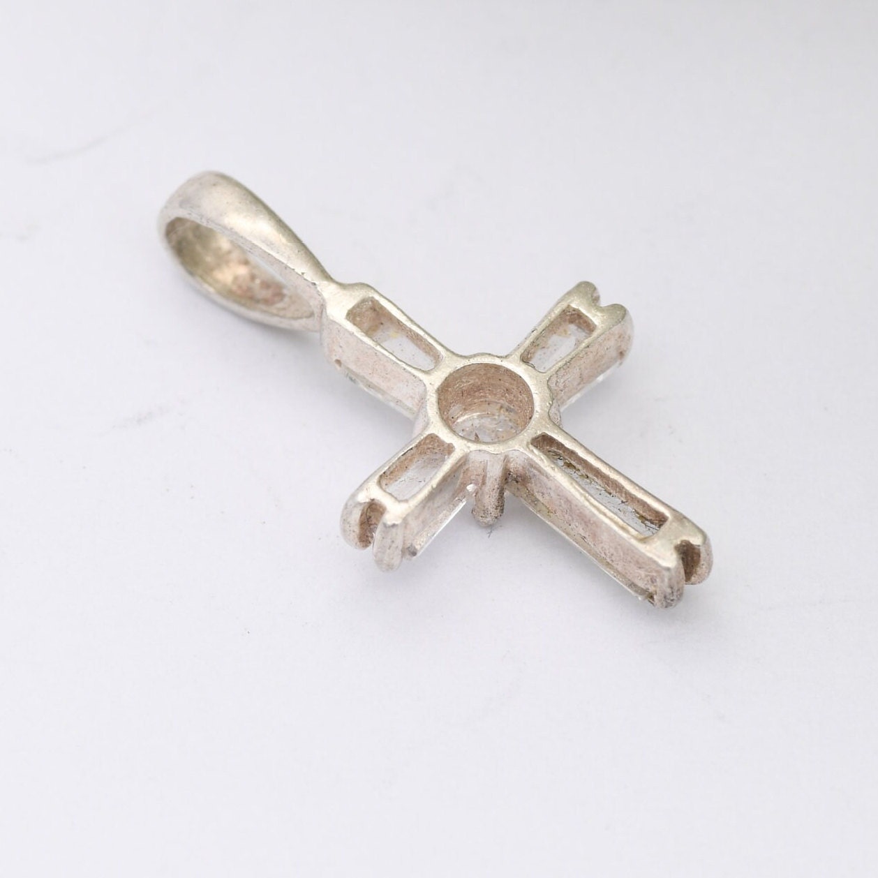 Sterling Silver CZ Cross Pendant - Small Sparkly Cross