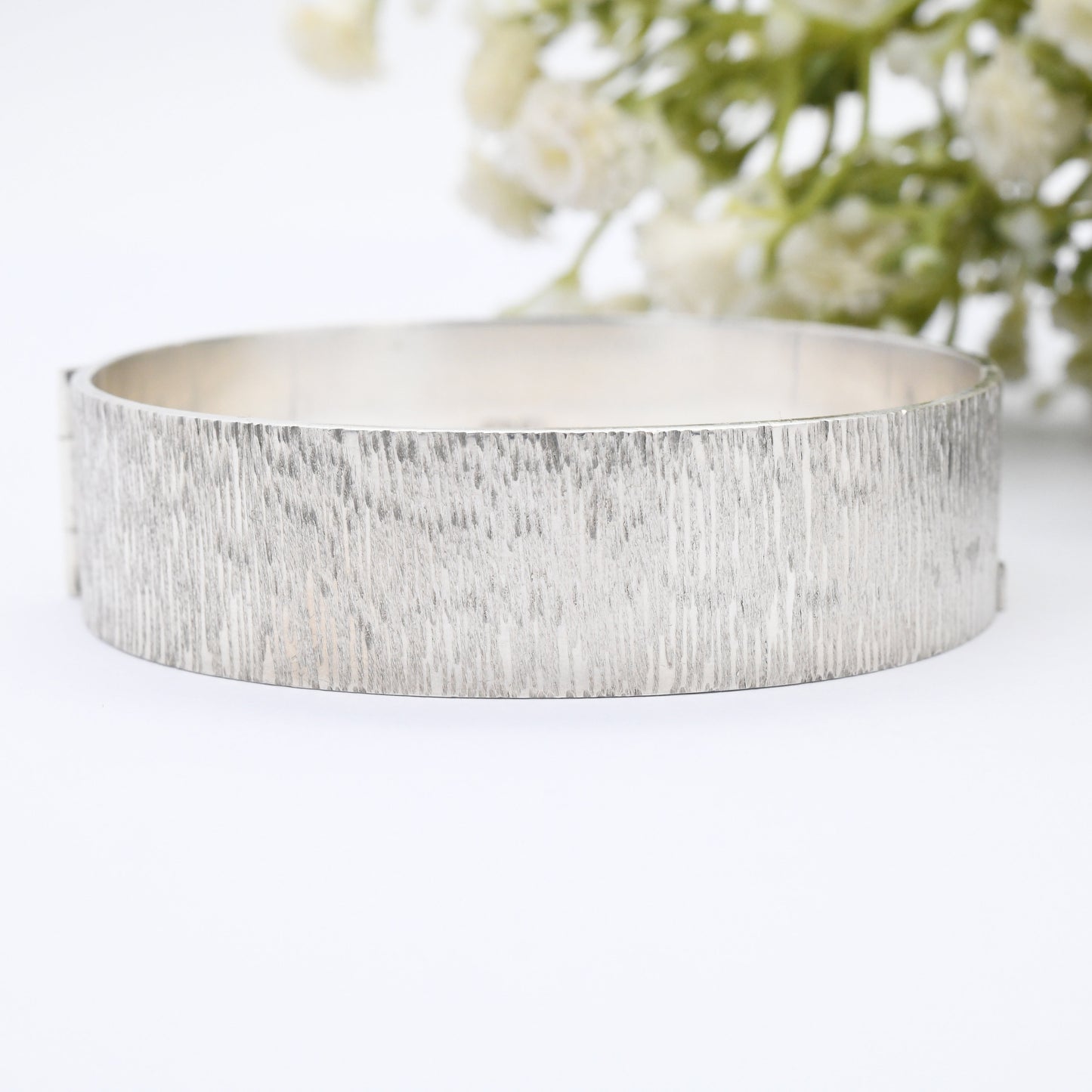 Vintage Sterling Silver Textured Bangle Bracelet 1979 by Bracelon B Ltd