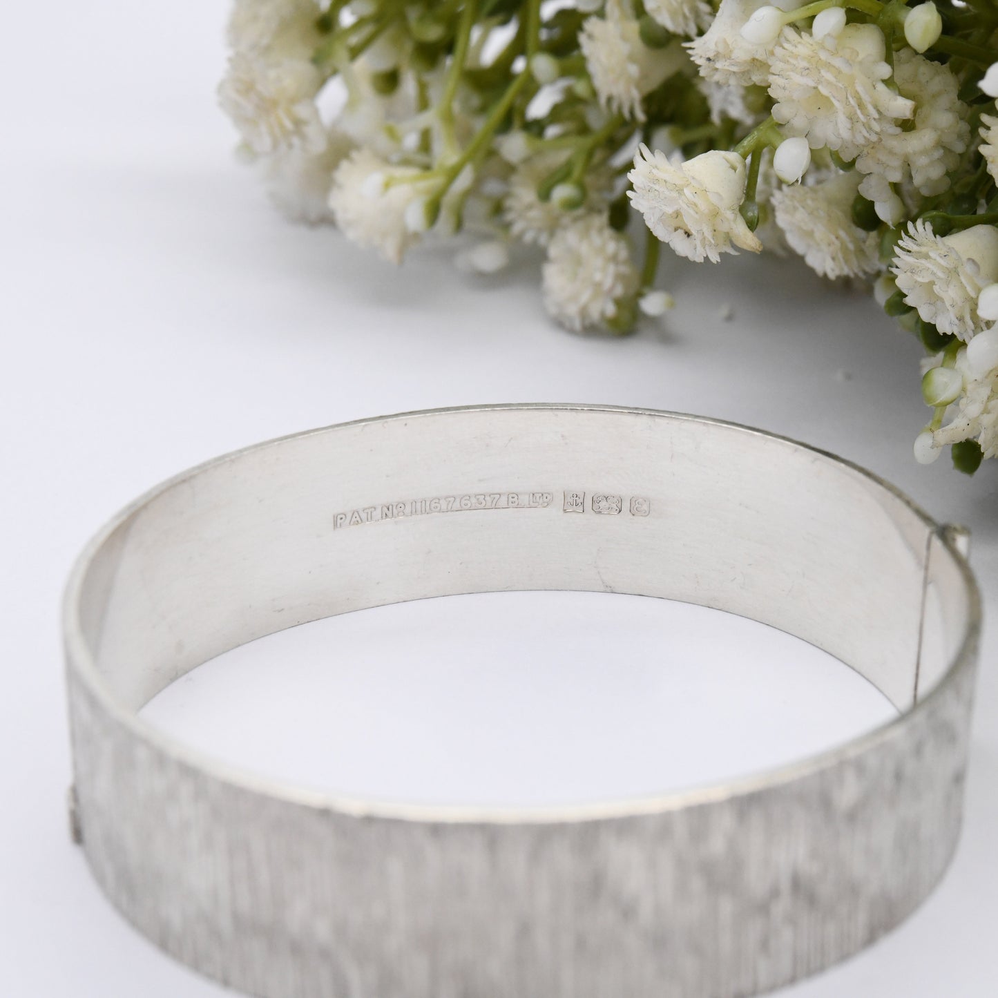Vintage Sterling Silver Textured Bangle Bracelet 1979 by Bracelon B Ltd