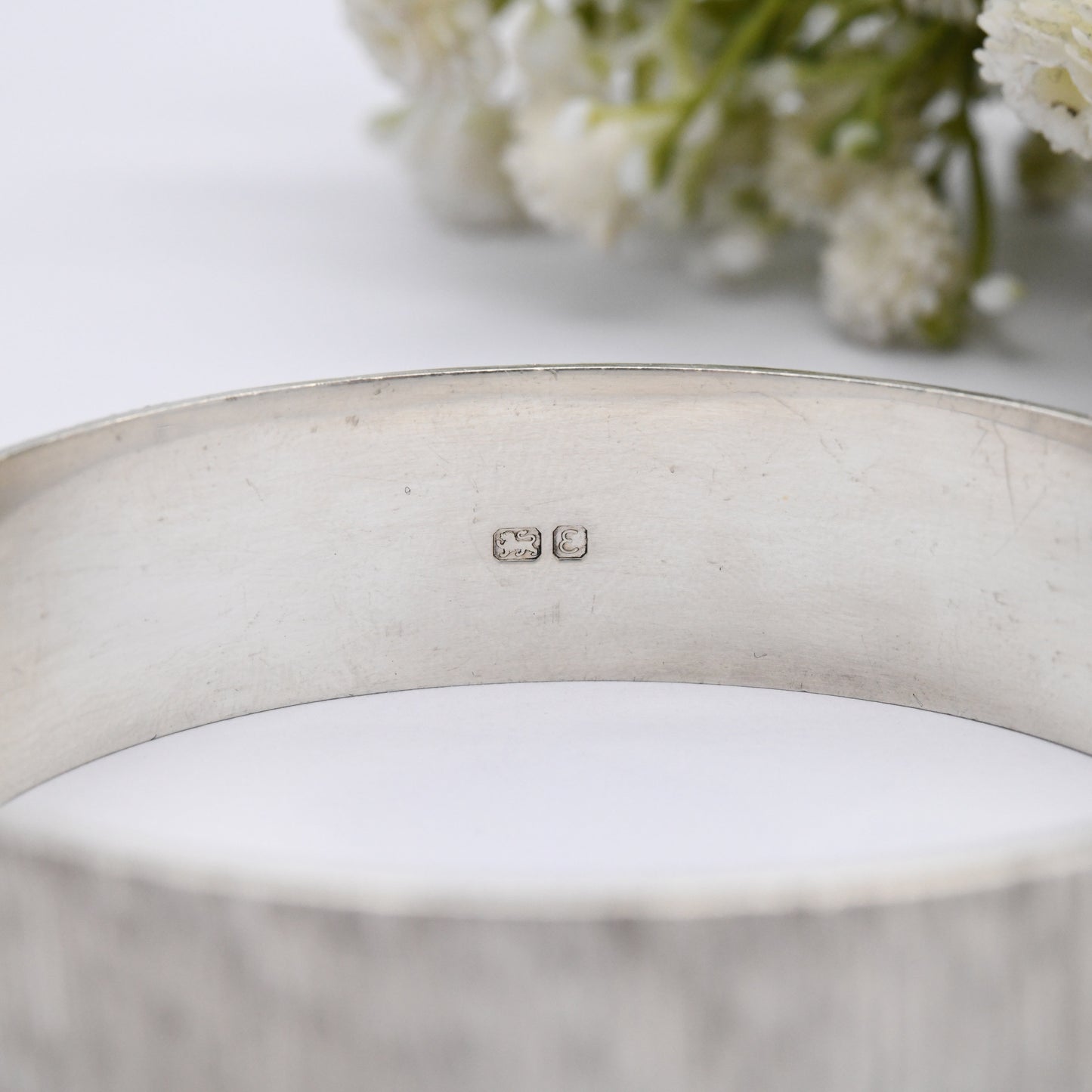 Vintage Sterling Silver Textured Bangle Bracelet 1979 by Bracelon B Ltd