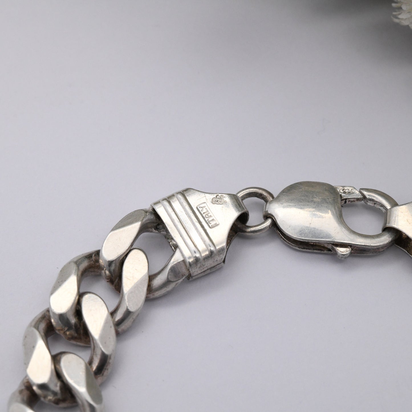 Chunky Vintage Sterling Silver Curb Link Chain Bracelet