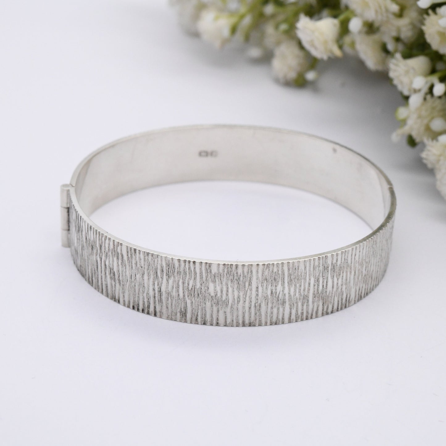 Vintage Sterling Silver Textured Bangle Bracelet 1979 by Bracelon B Ltd
