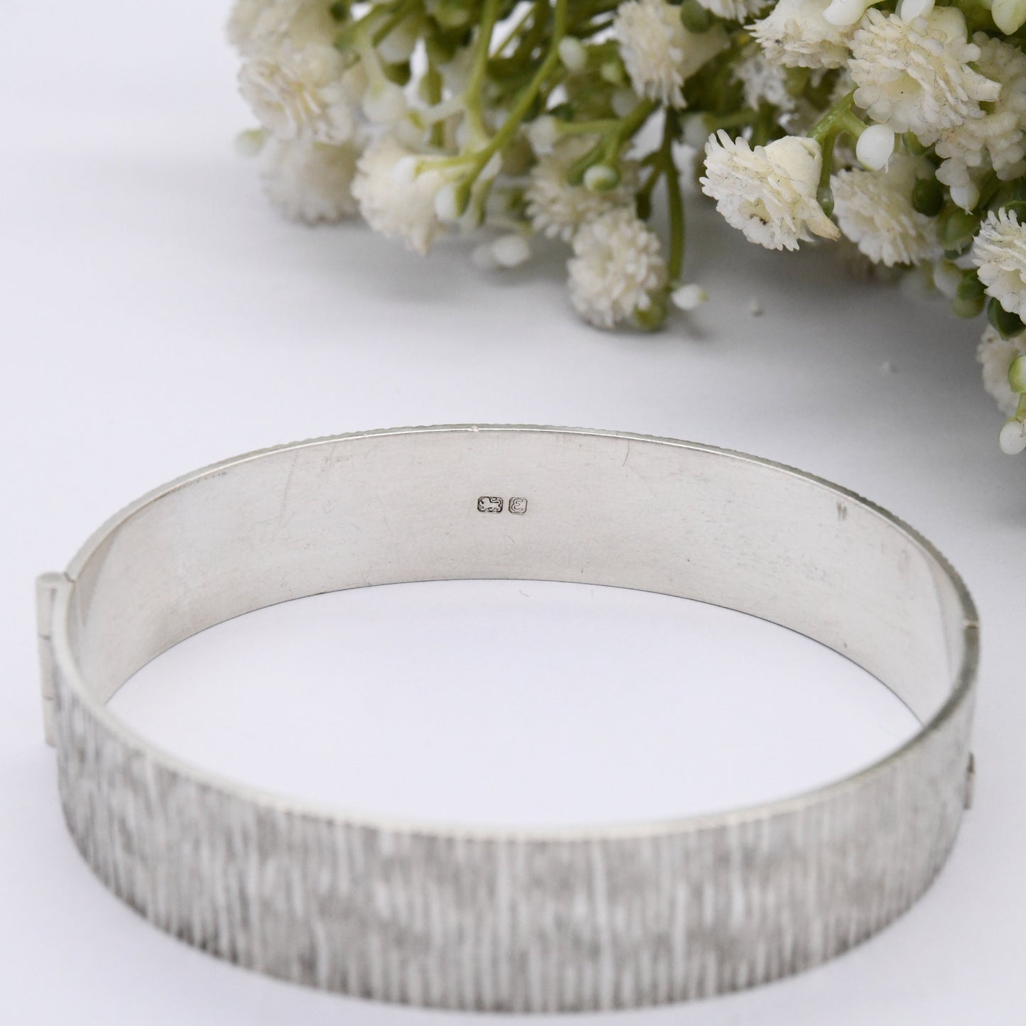 Vintage Sterling Silver Textured Bangle Bracelet 1979 by Bracelon B Ltd