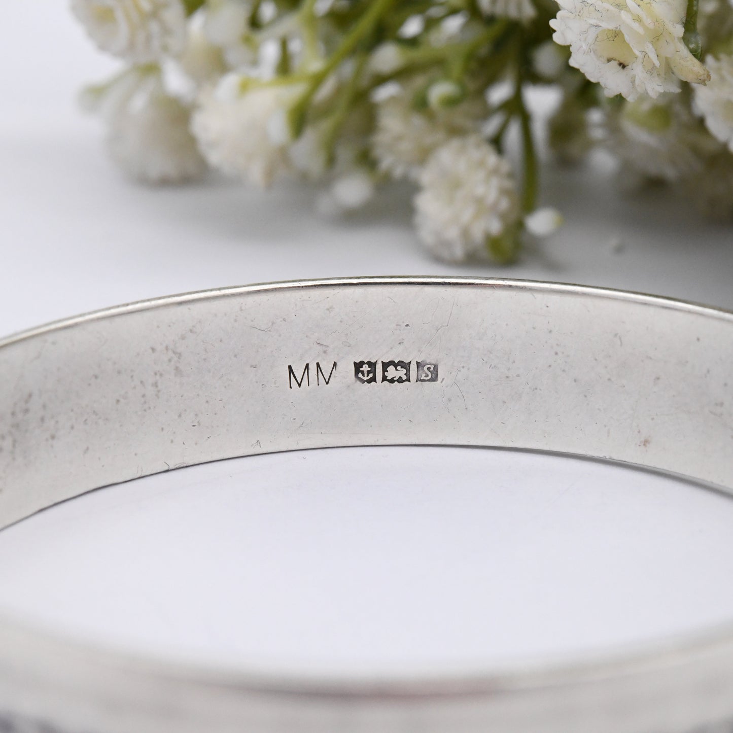 Vintage Sterling Silver Bangle Bracelet 1967 by Monomil MM