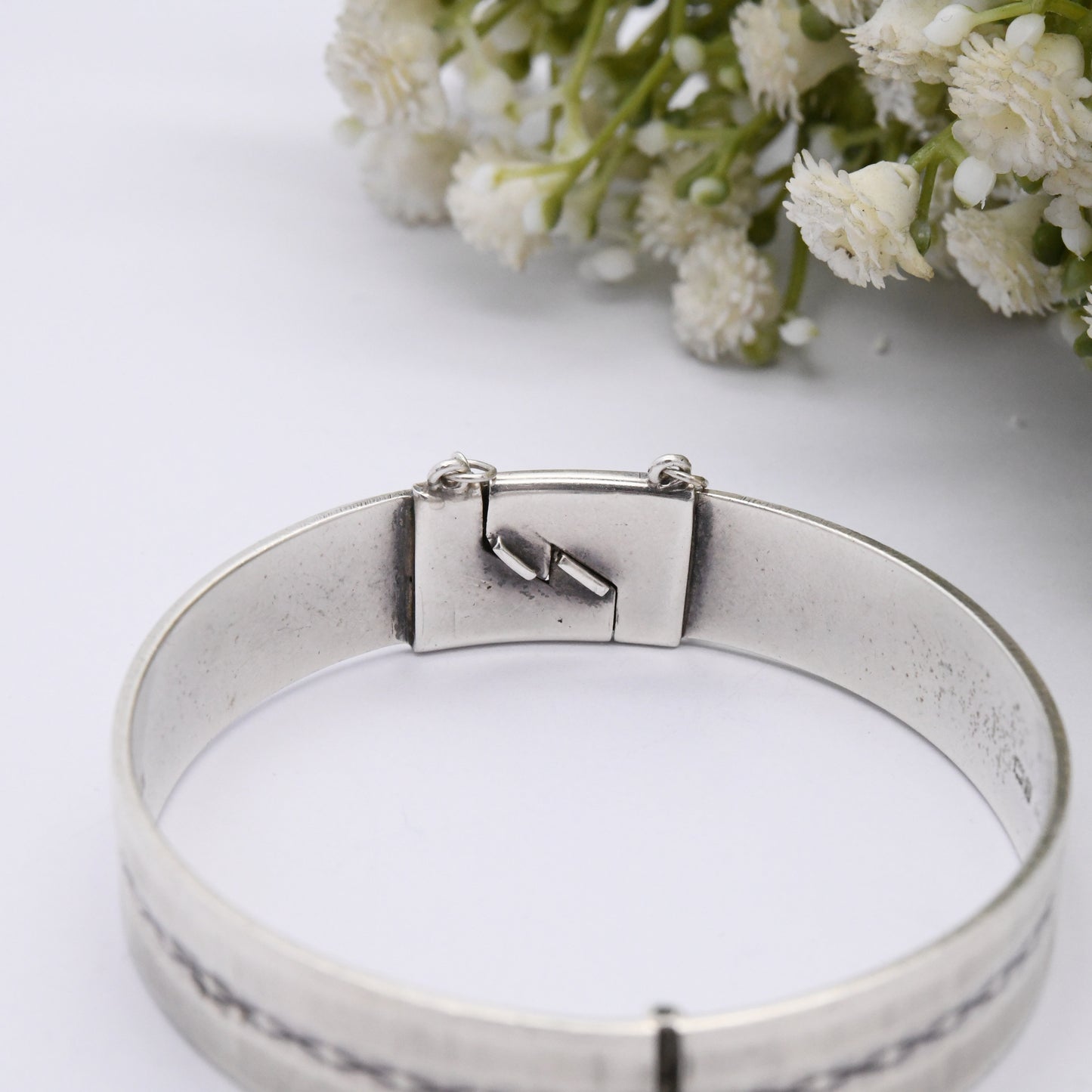 Vintage Sterling Silver Bangle Bracelet 1967 by Monomil MM
