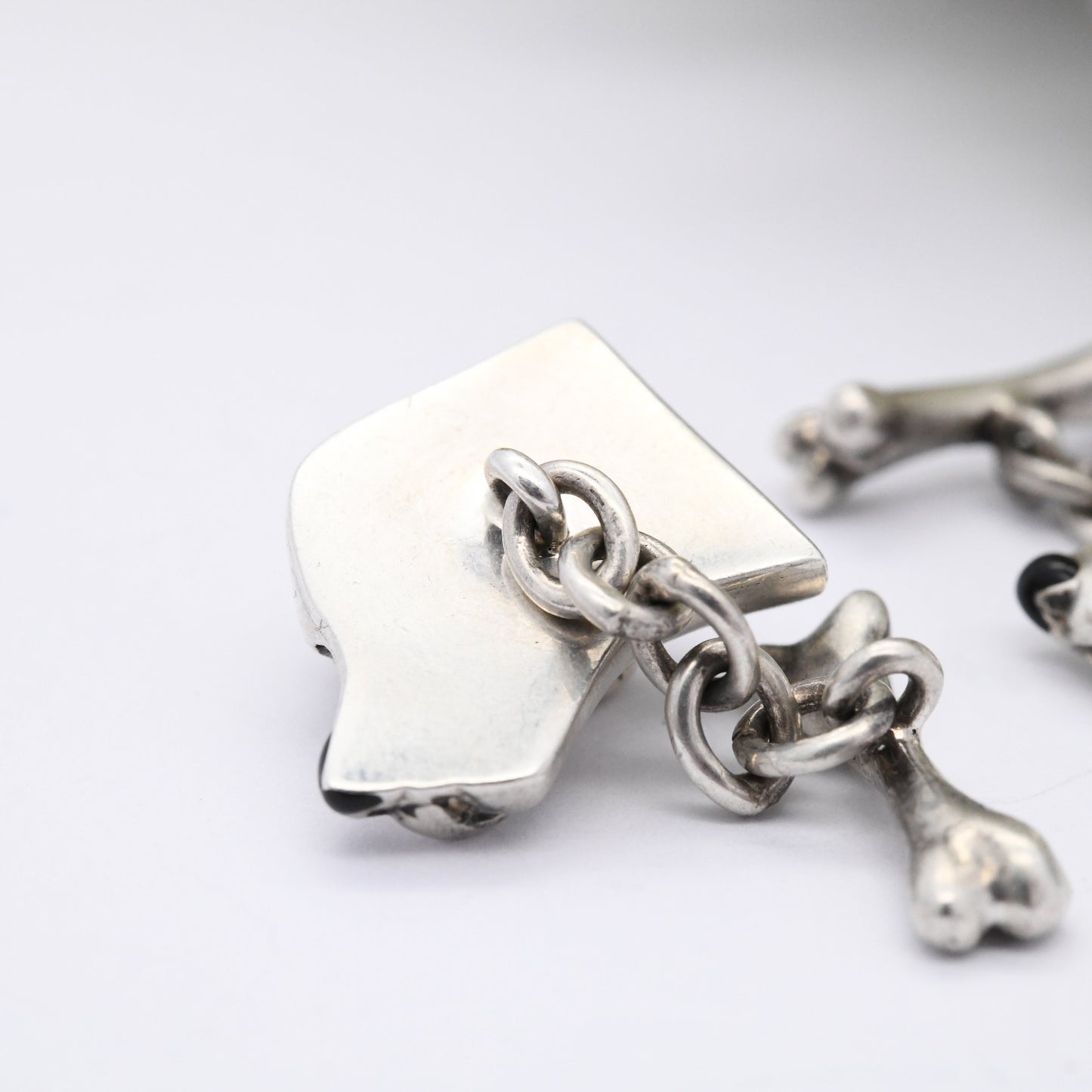 Vintage Links of London Sterling Silver Dog and Bone Cufflinks 1997