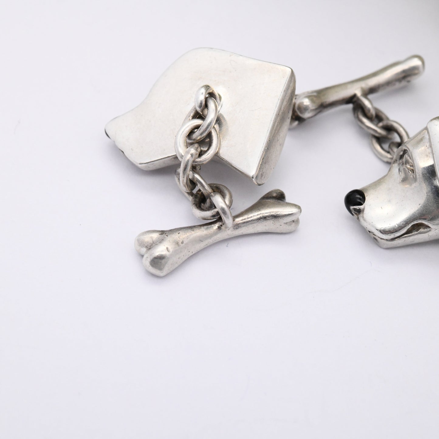 Vintage Links of London Sterling Silver Dog and Bone Cufflinks 1997