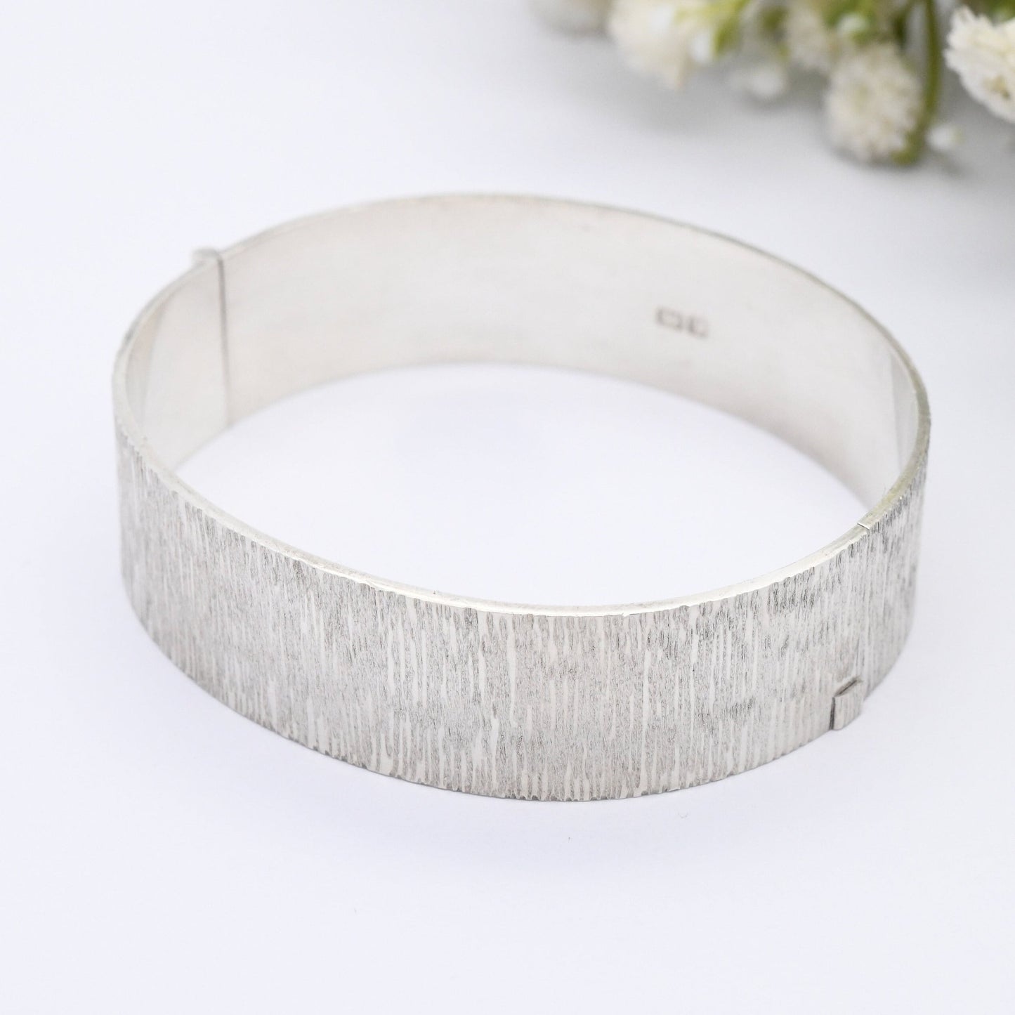 Vintage Sterling Silver Textured Bangle Bracelet 1979 by Bracelon B Ltd