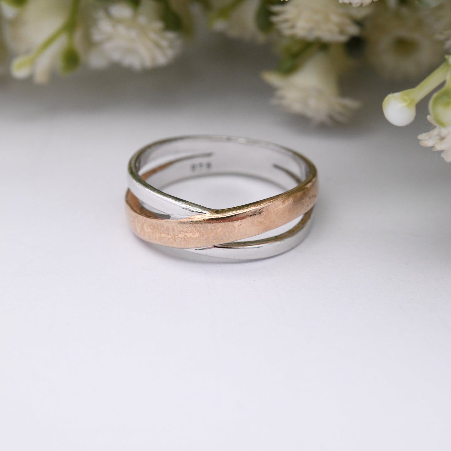 Sterling Silver Crossed Band Ring