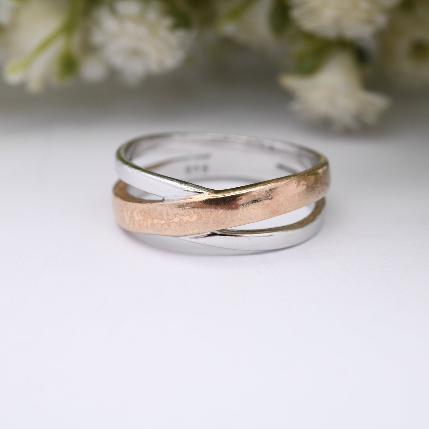 Sterling Silver Crossed Band Ring