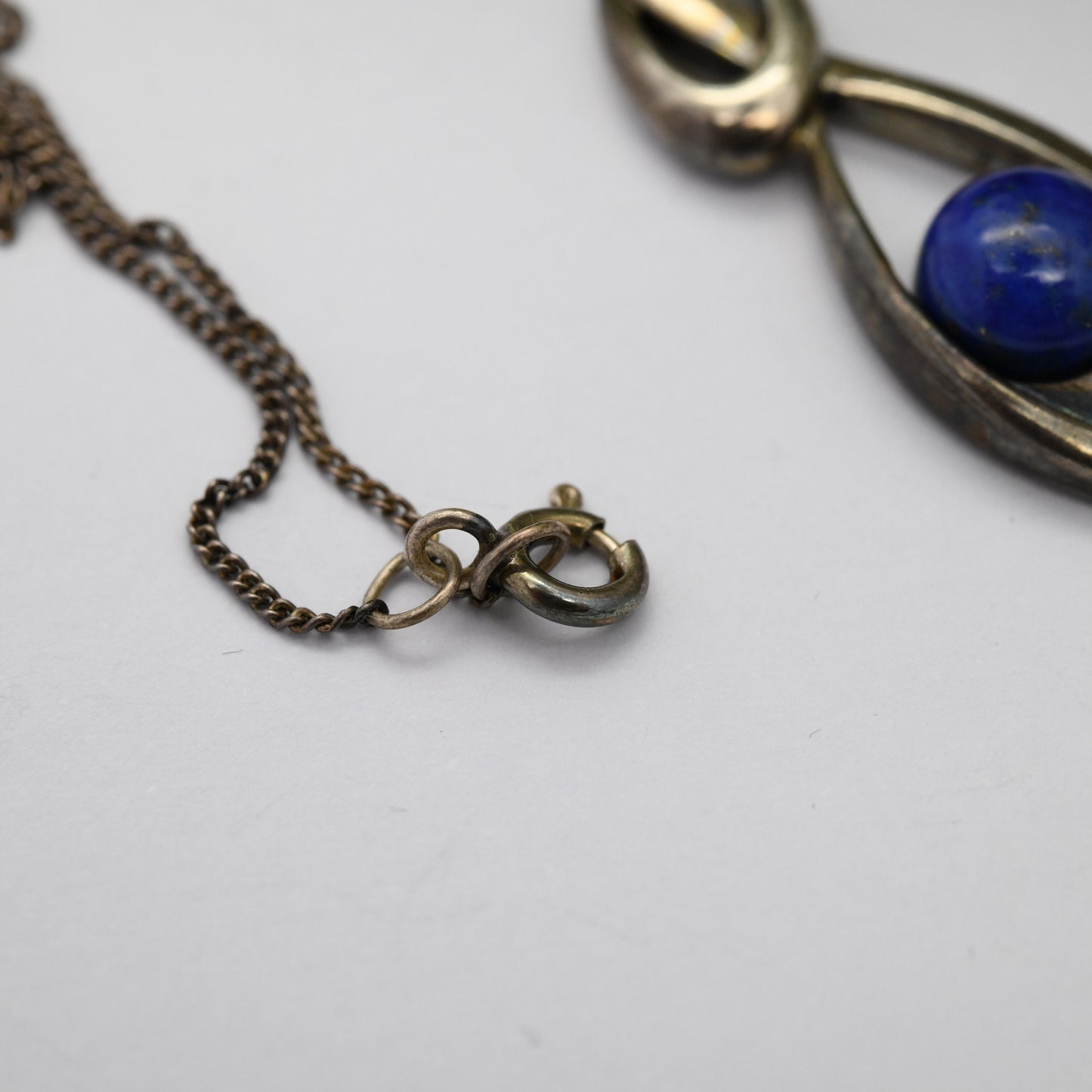 Vintage Sterling Silver Lapis Lazuli Pendant Necklace