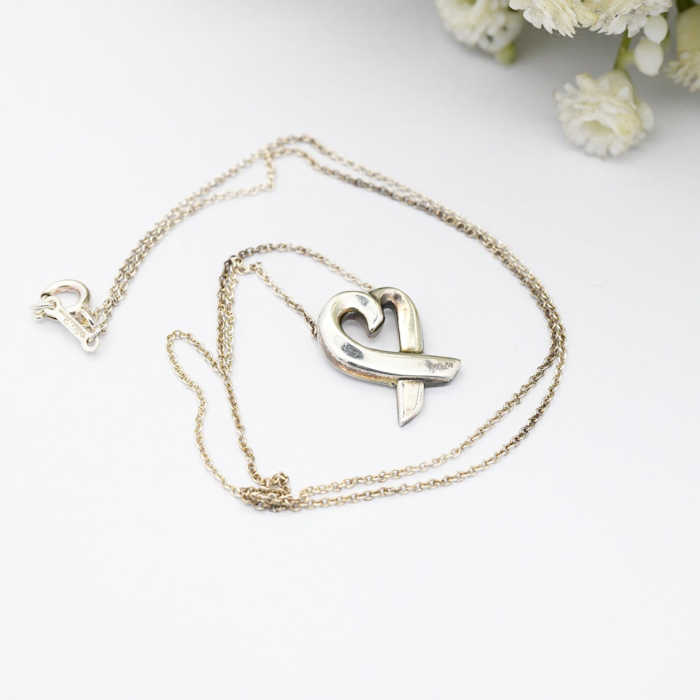 Tiffany & Co Paloma Picasso Loving Heart Pendant and Earrings Sterling Silver Jewellery Set - Signed Designer Jewellery