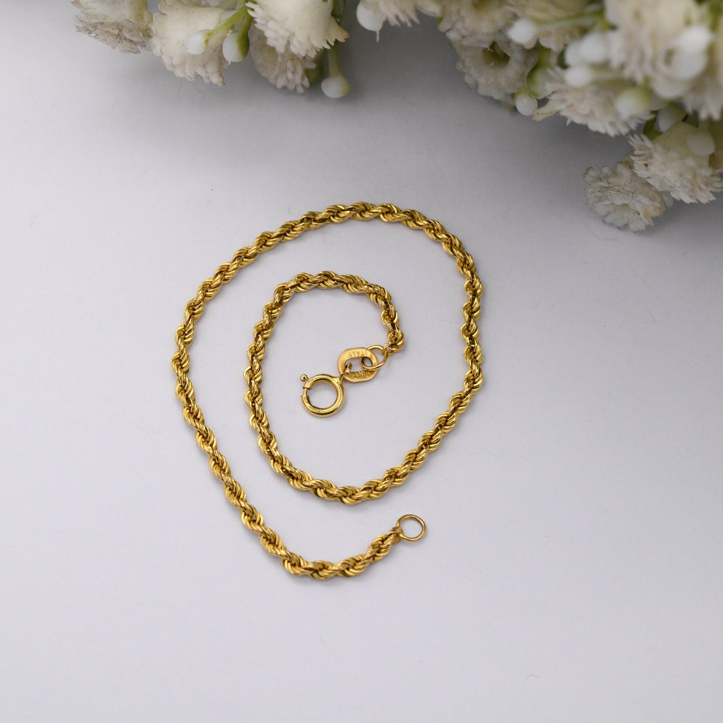 Vintage 9ct Gold Rope Chain Bracelet
