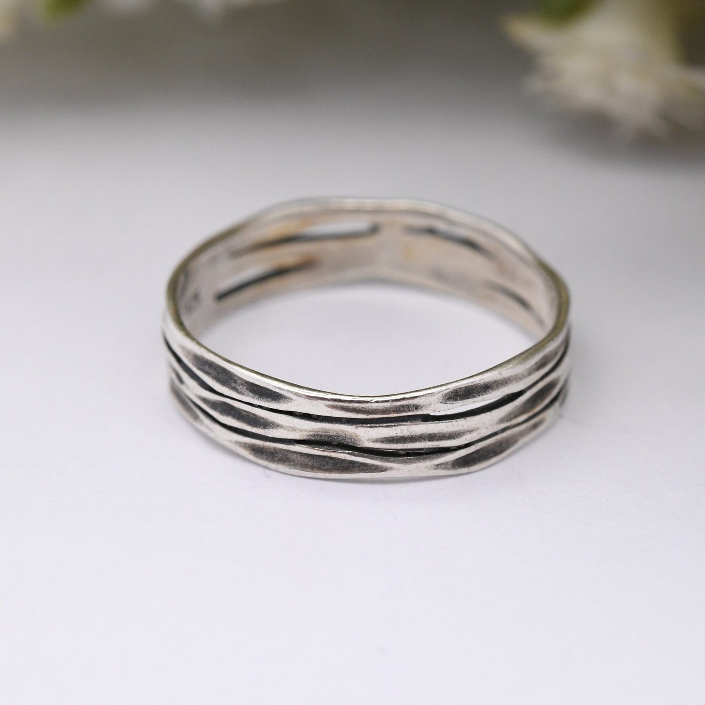 Vintage Sterling Silver Three Band Ring