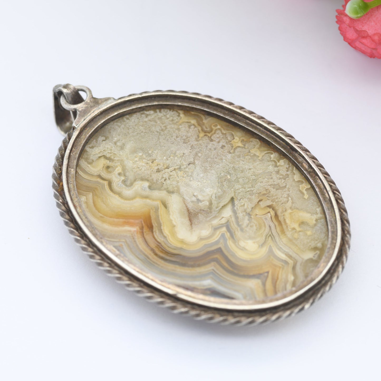 Vintage Silver and Jasper Pendant