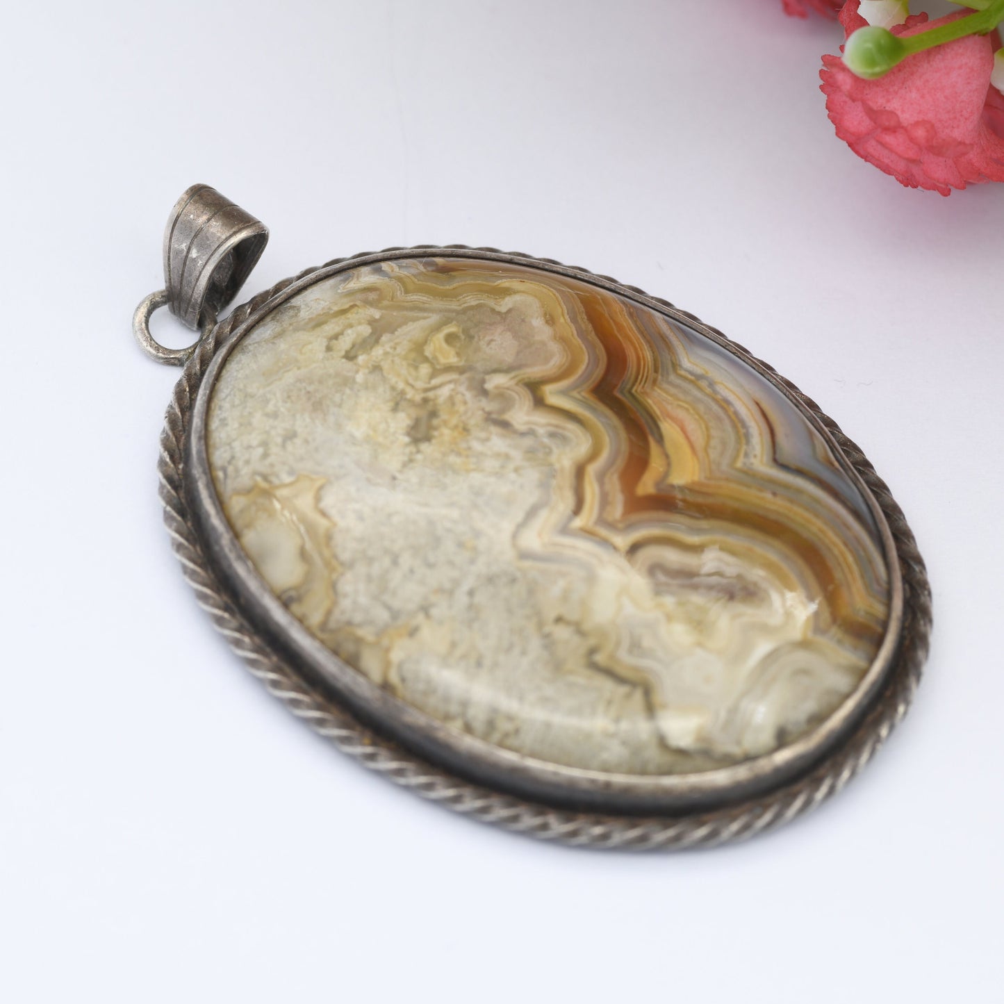 Vintage Silver and Jasper Pendant