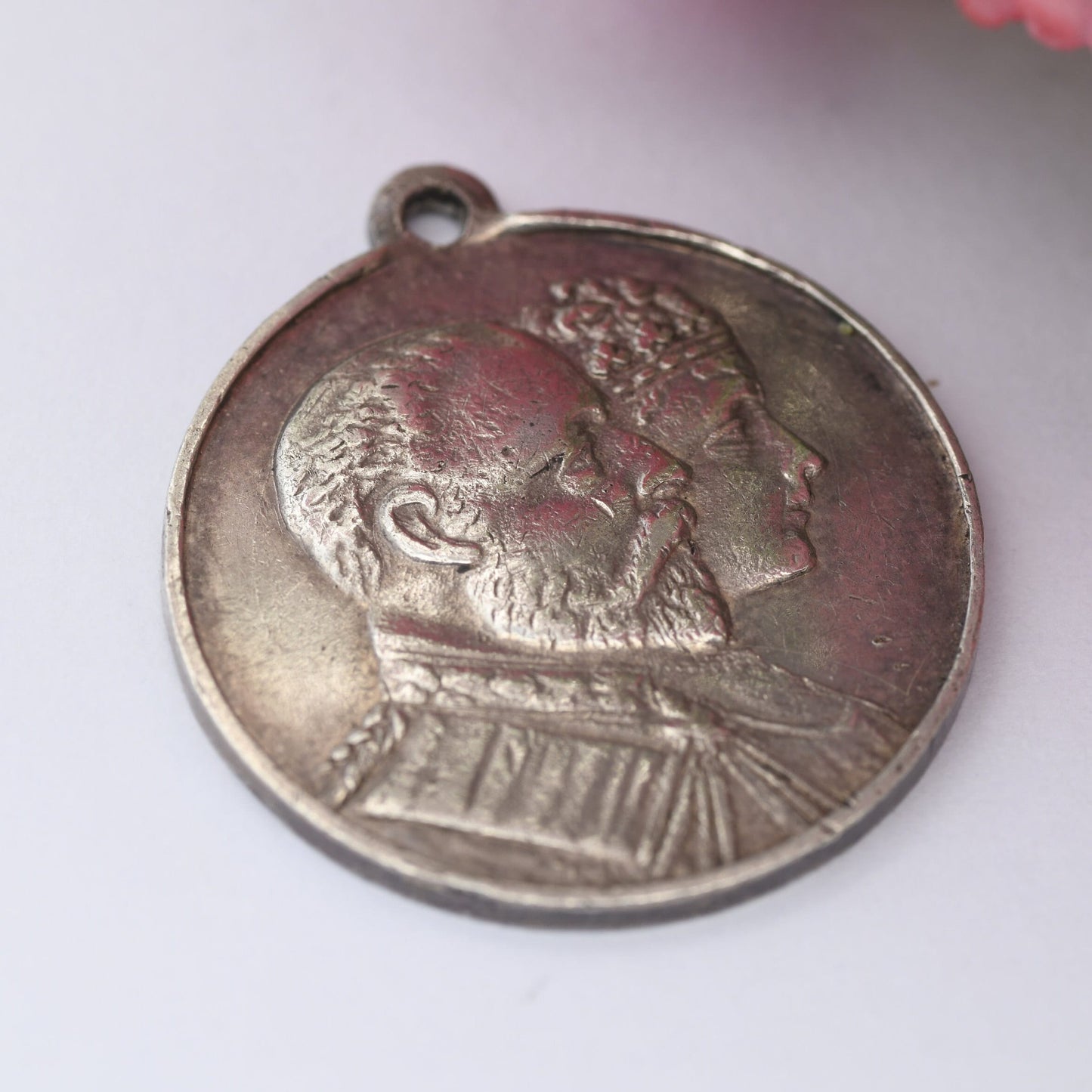 Antique Sterling Silver Coronation Medal Pendant 1902