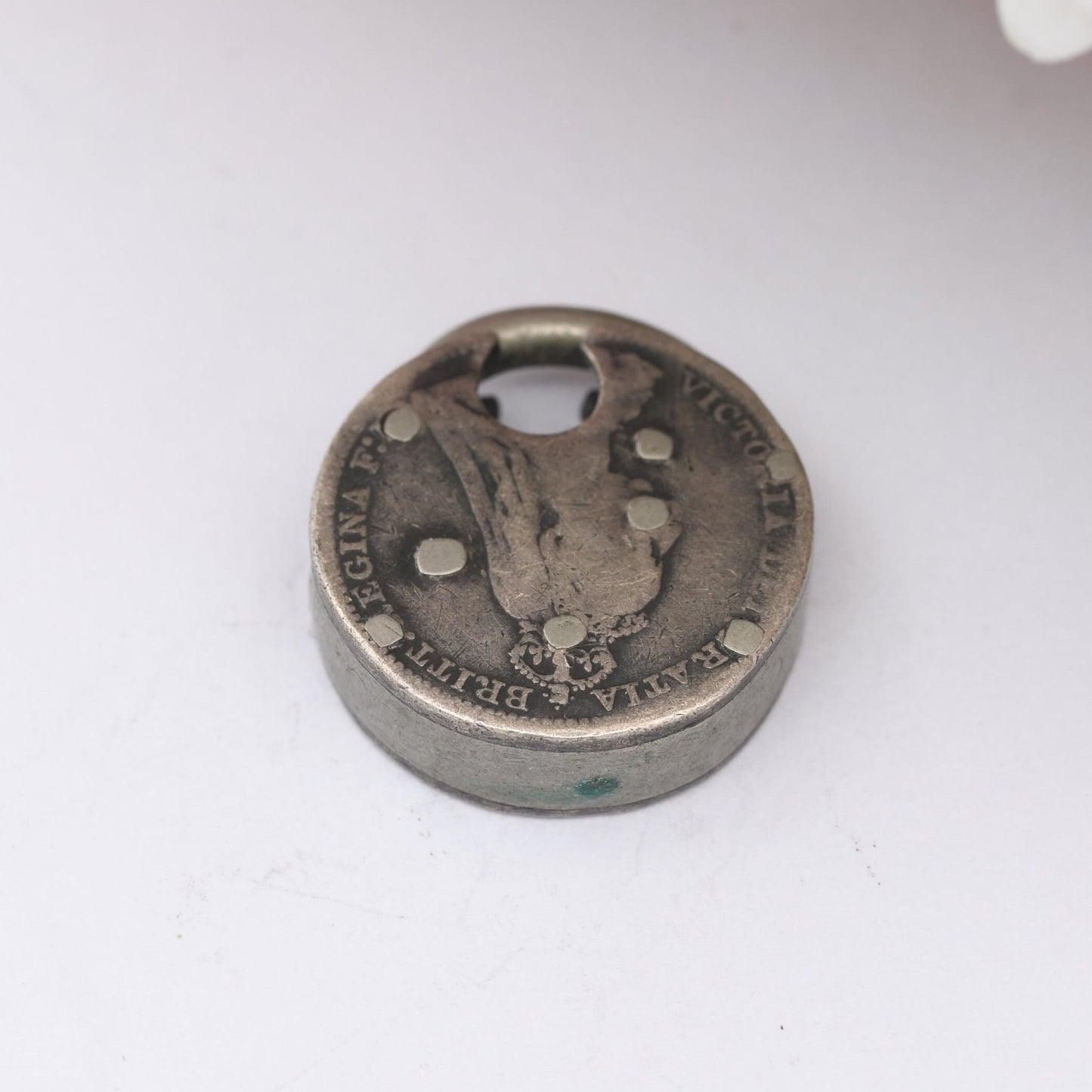 Antique Silver 1893 Victoria Threepence Coin Padlock Clasp