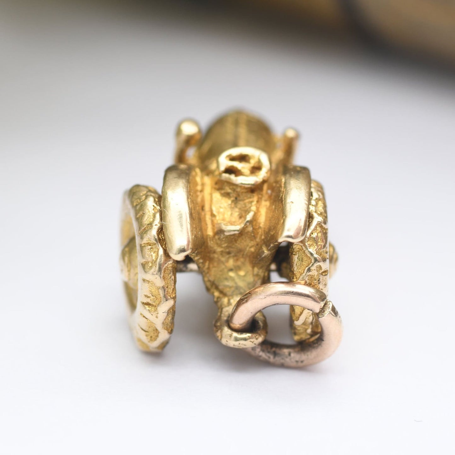 Vintage 9ct Gold Tractor Charm Pendant - with Spinning Wheels | Articulated Charm | Retro Car Enthusiast | Nicely Detailed