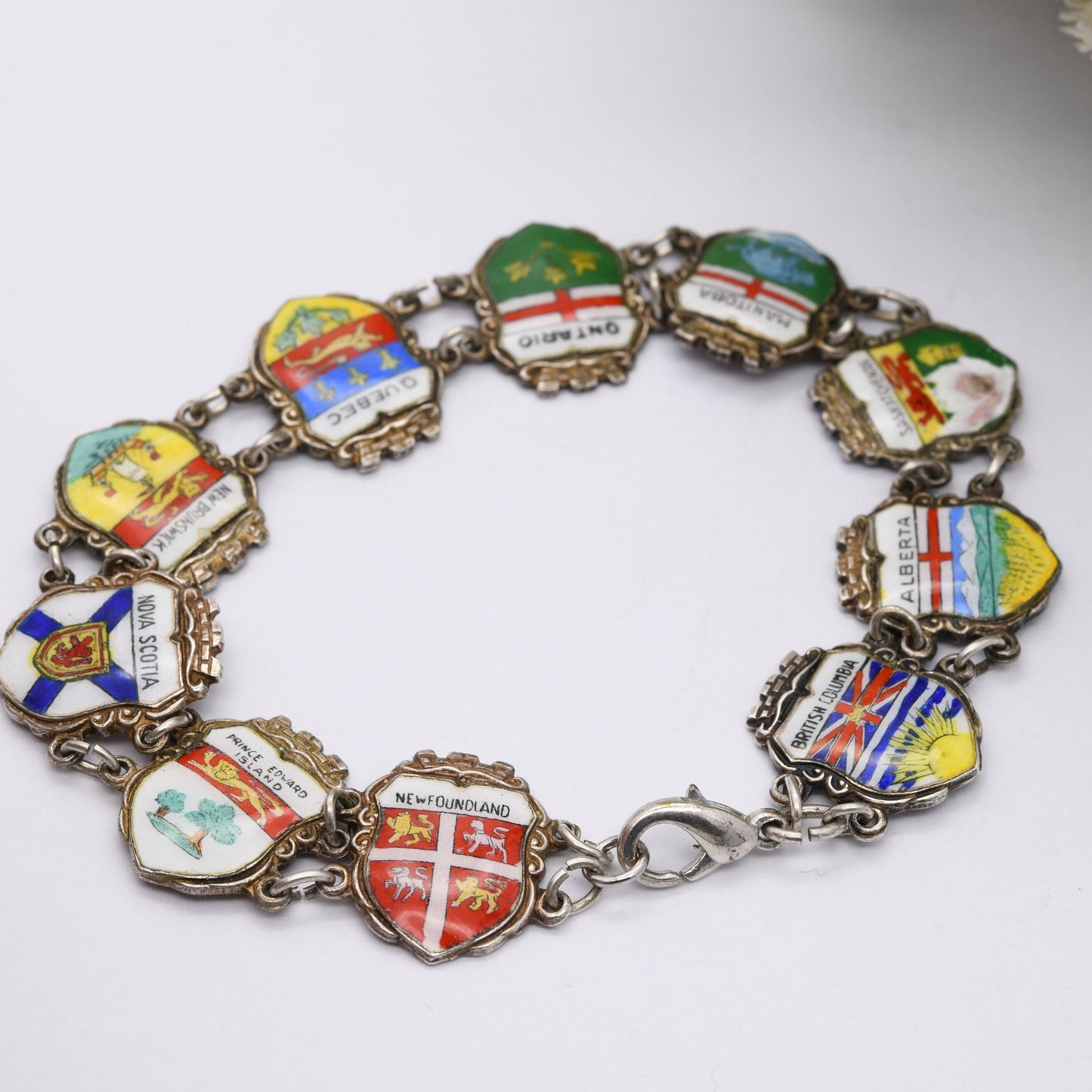Vintage Sterling Silver Canada Souvenir Panel Bracelet Reu