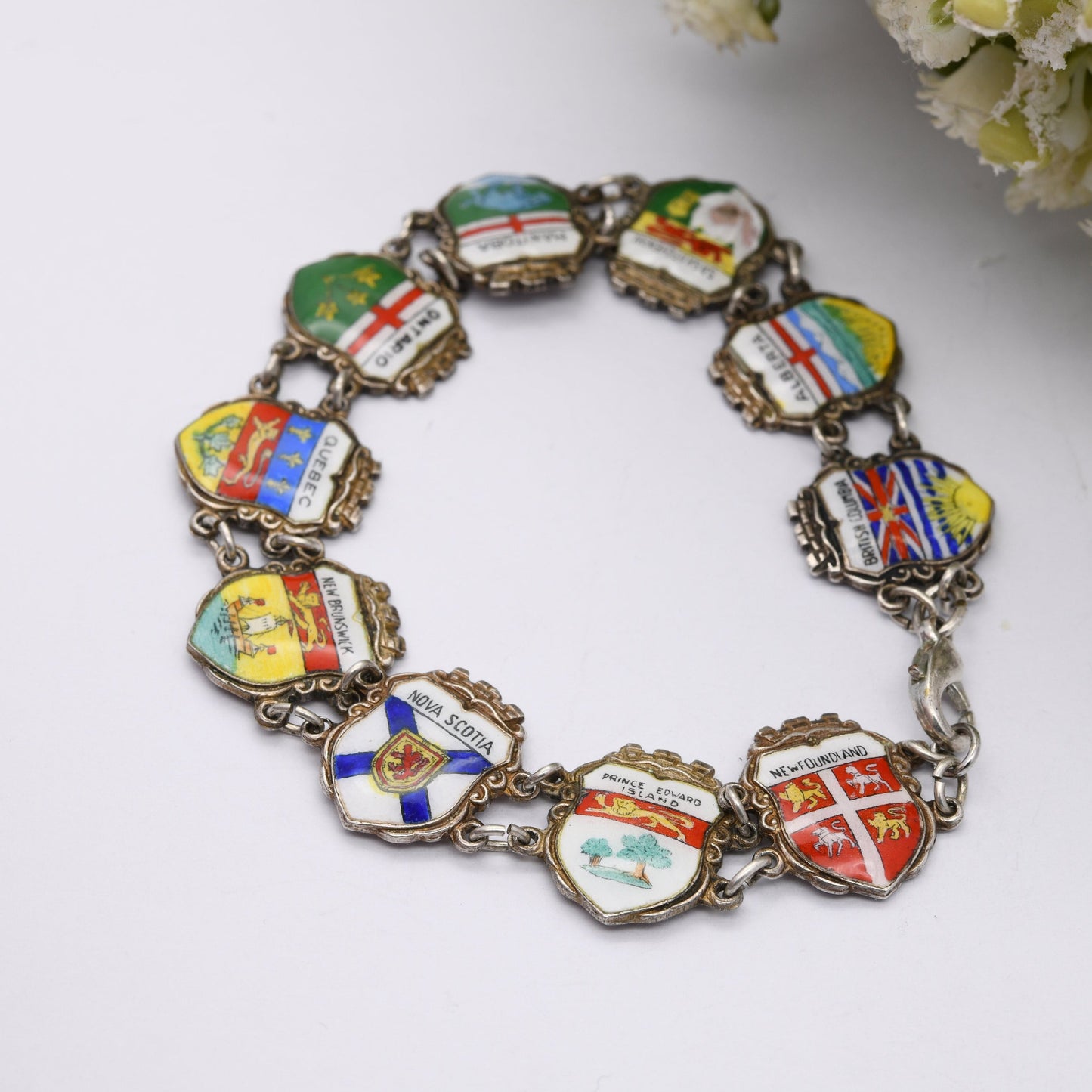 Vintage Sterling Silver Canada Souvenir Panel Bracelet Reu