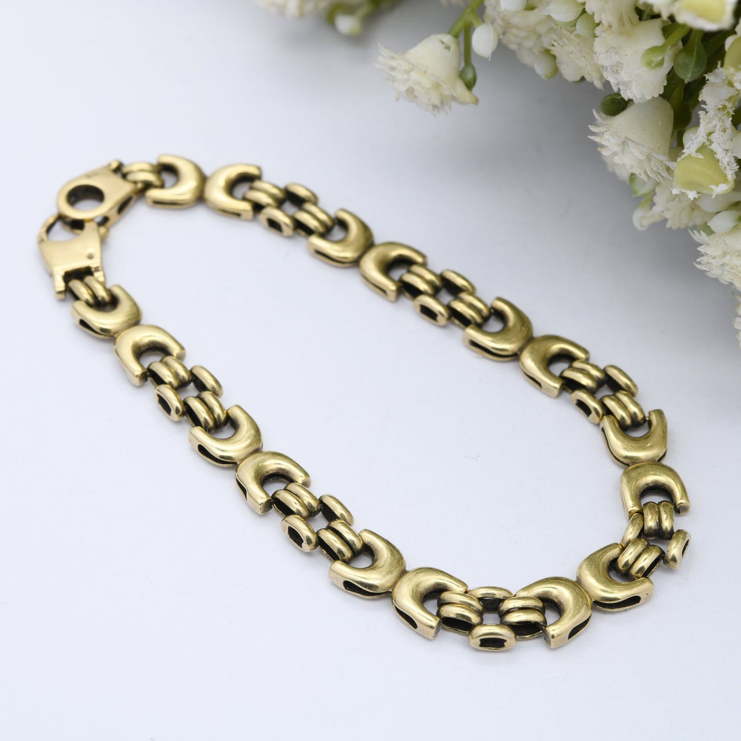 Vintage 9ct Gold Fancy Link Chain Bracelet