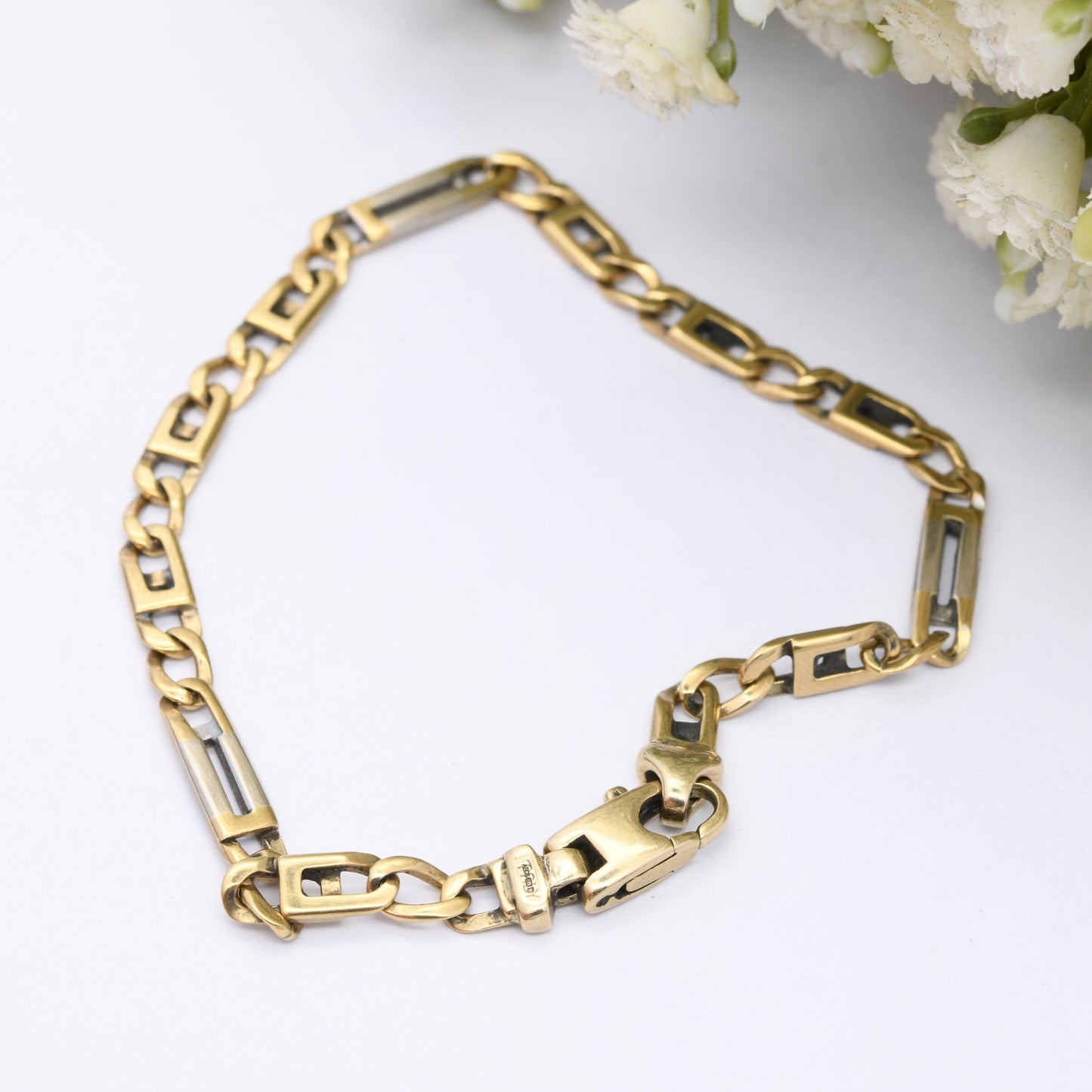 Vintage 9ct Gold Fancy Link Chain Bracelet