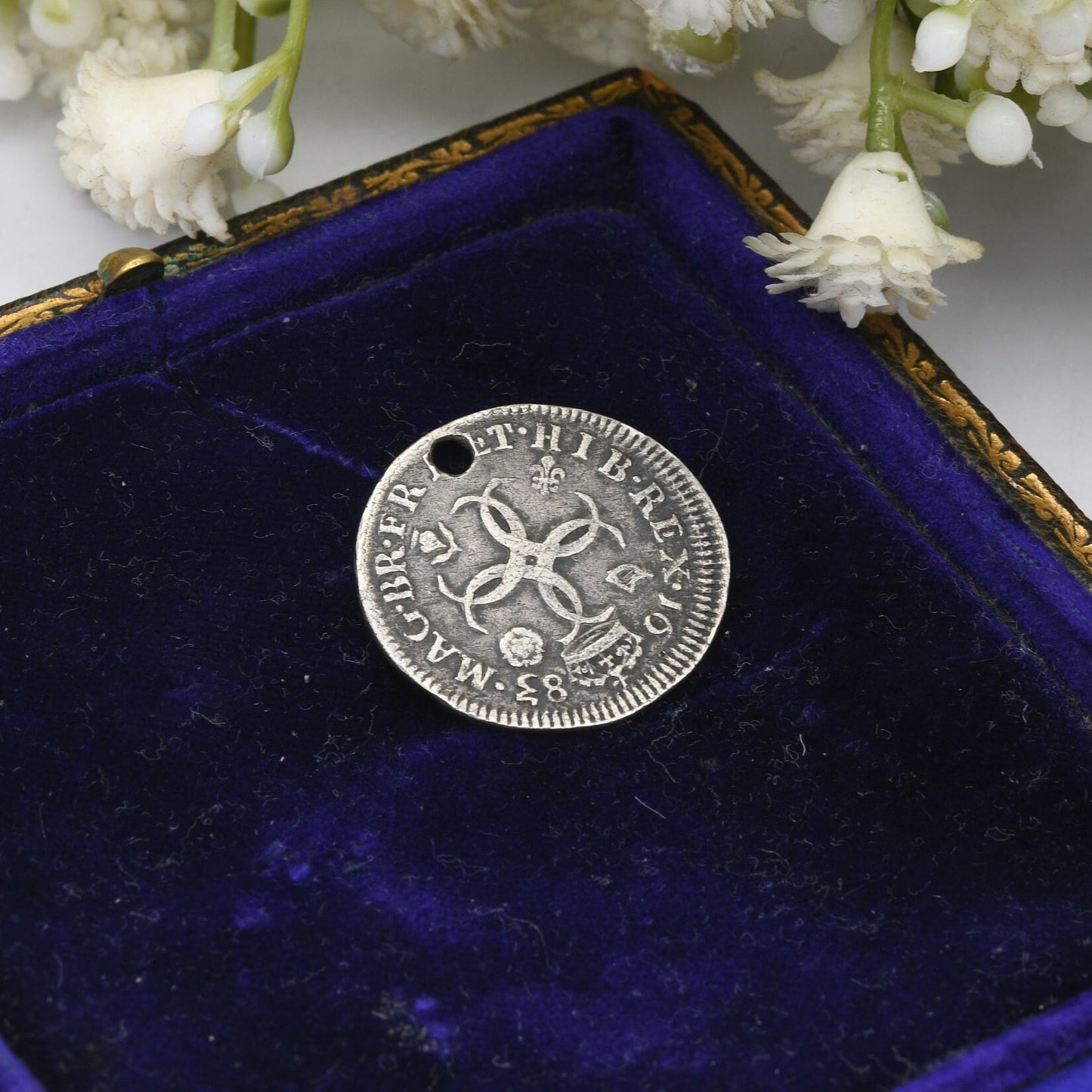 Antique 1683 Charles II 4 Pence Coin Charm Pendant
