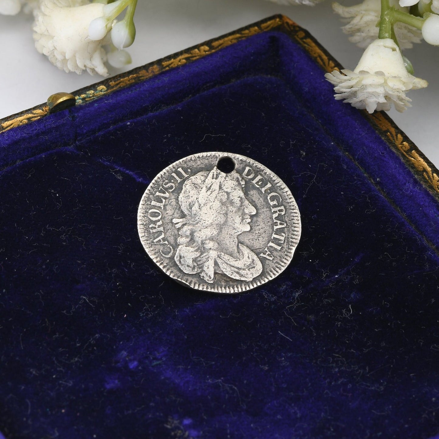 Antique 1683 Charles II 4 Pence Coin Charm Pendant